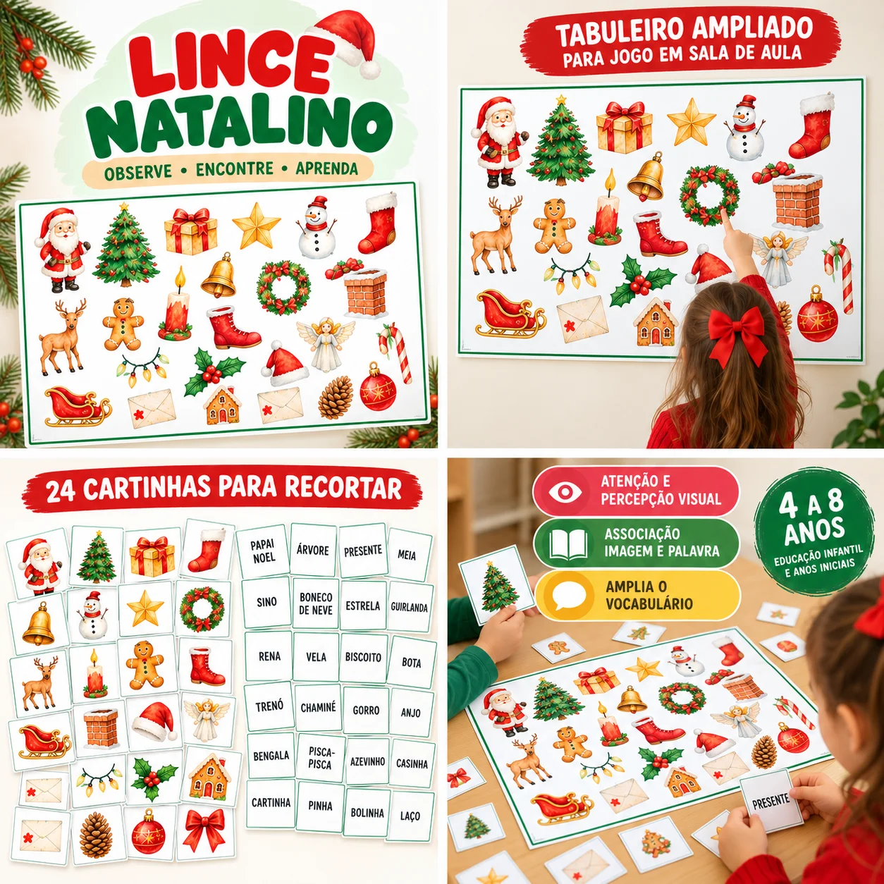 Lince Natalino – Jogo de Atenção, Observação e Alfabetização — amostra 1: Aprender brincando fica ainda mais divertido no…
