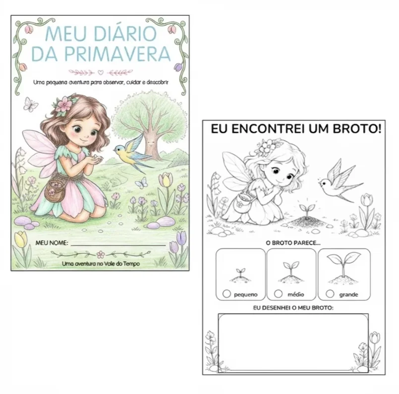 Líria e o despertar da Primavera: estudando as estações — amostra 4: Em Universo da Líria, a criança entra no Vale do Tempo…