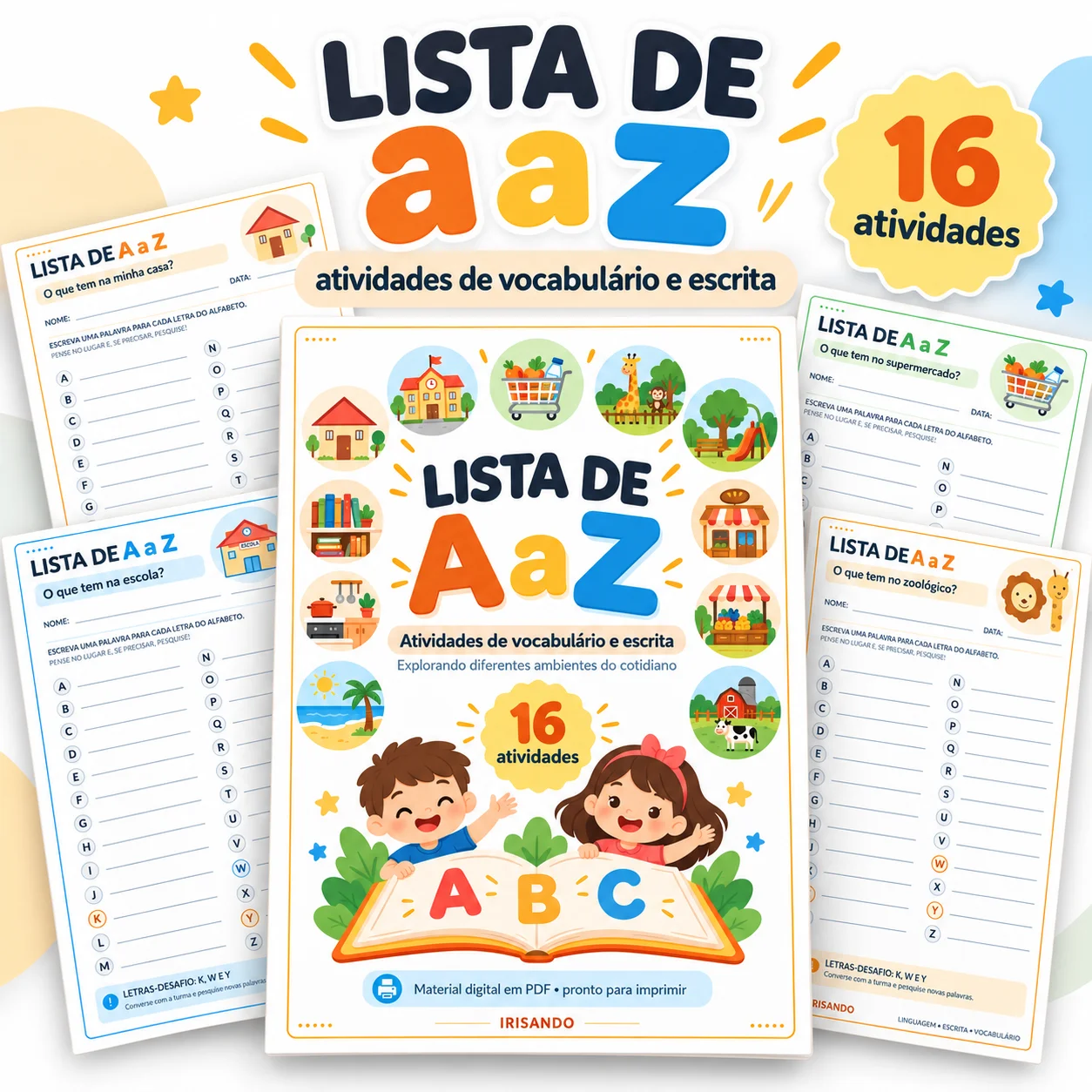 Lista de A a Z – Atividades de escrita e vocabulário — capa do material