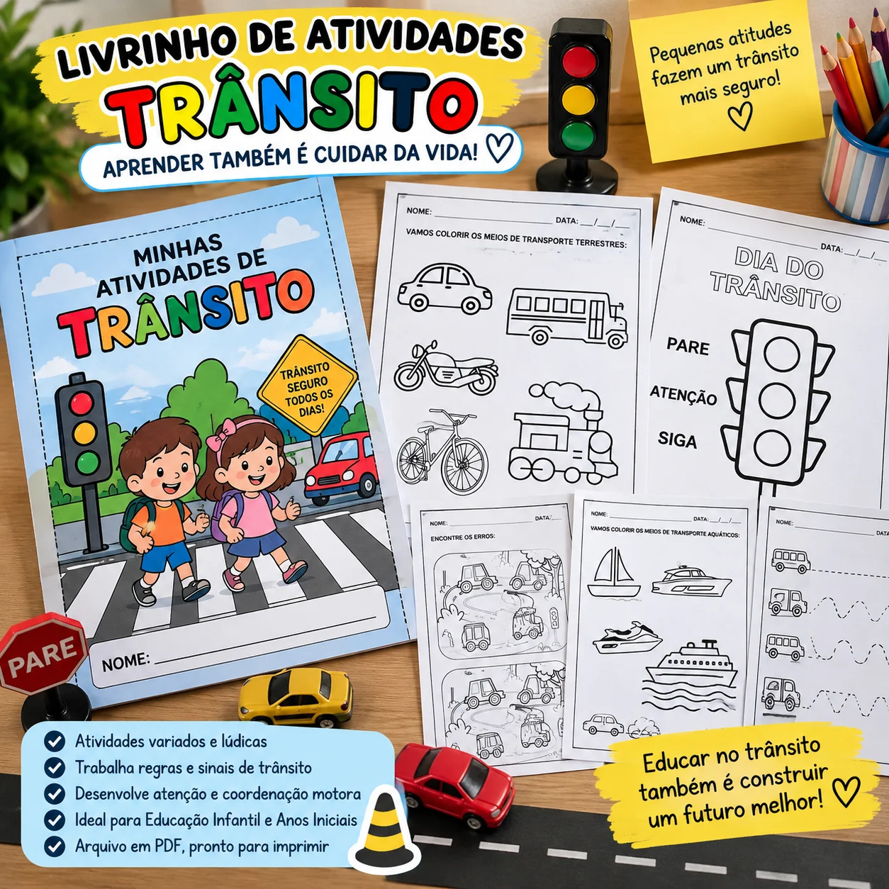 LIVRINHO DE ATIVIDADES SOBRE O TRÂNSITO - ATIVIDADE LUDICA — capa do material