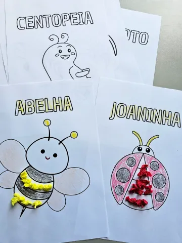 Livrinho de Insetos e Pequenos Animais para Colorir — amostra 2: Livrinho com 9 desenhos de insetos e pequenos animais para…