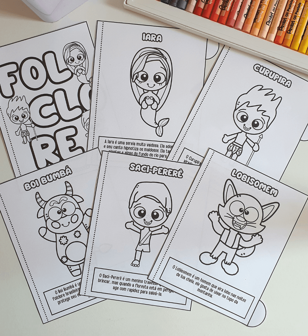 Livrinho do Folclore Interativo para Imprimir e Colorir — amostra 1: Livrinho do folclore para conhecer personagens populares