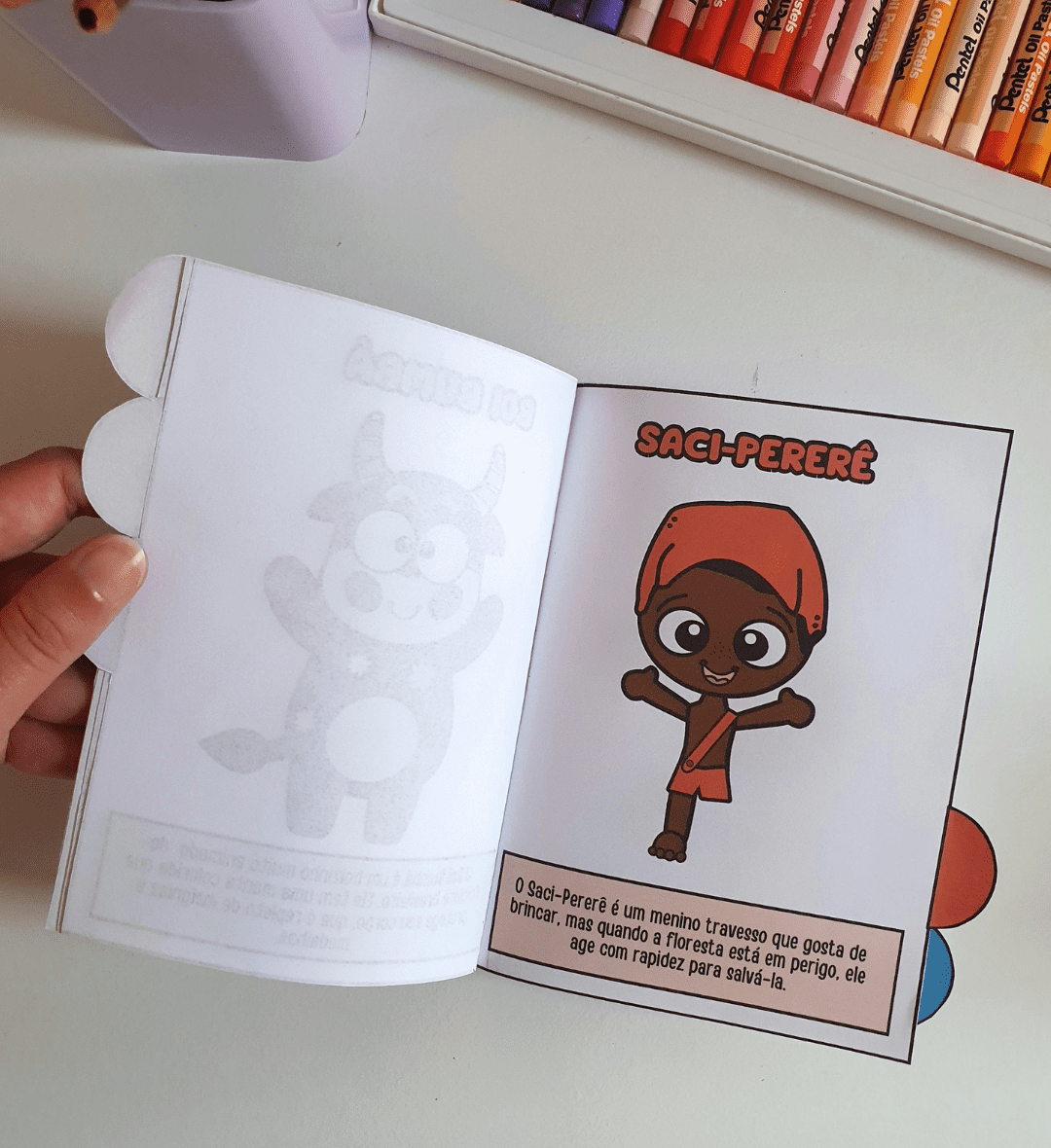 Livrinho do Folclore Interativo para Imprimir e Colorir — amostra 3: Como usar o livrinho em sala de aula
