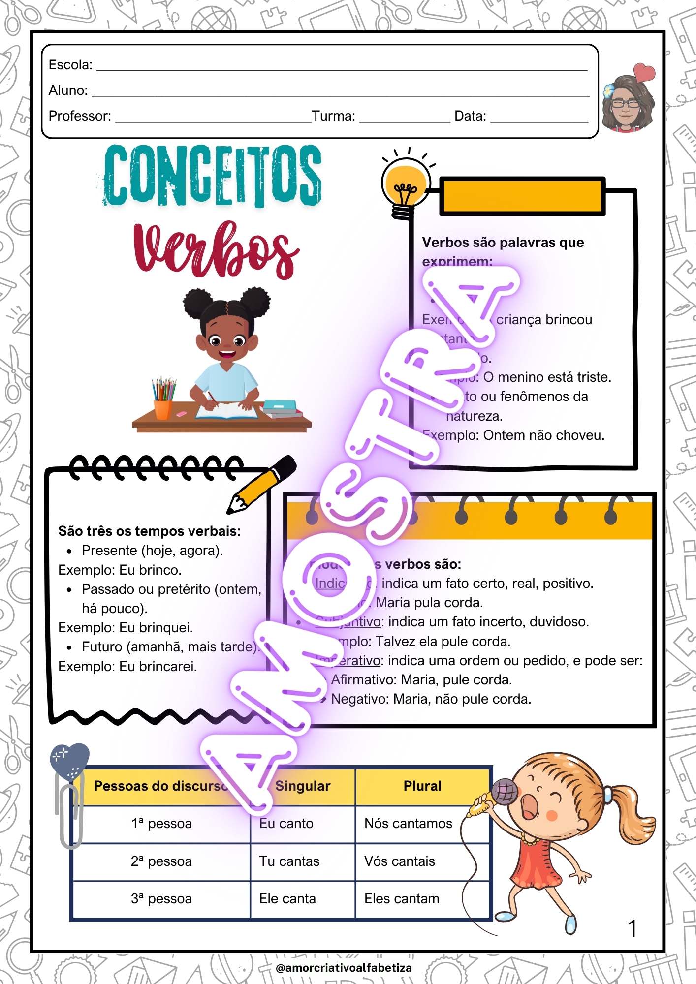 Livrinho Interativo Conjugando Verbos + Lata dos verbos – PDF para Imprimir | 6º ano — amostra 6: Livrinho Interativo…