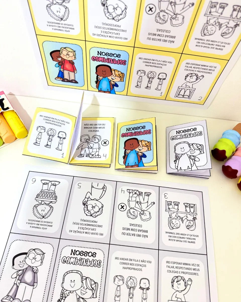 Livrinho Nossos Combinados para Educação Infantil e Anos Iniciais — amostra 3: Livrinho para colorir “Nossos Combinados”…