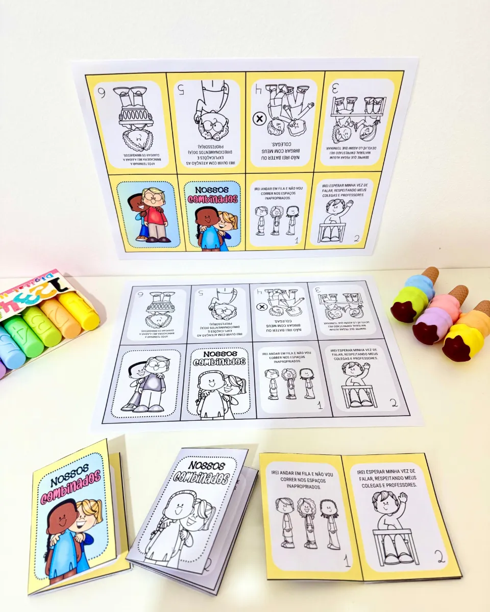 Livrinho Nossos Combinados para Educação Infantil e Anos Iniciais — amostra 5: Livrinho para colorir “Nossos Combinados”…