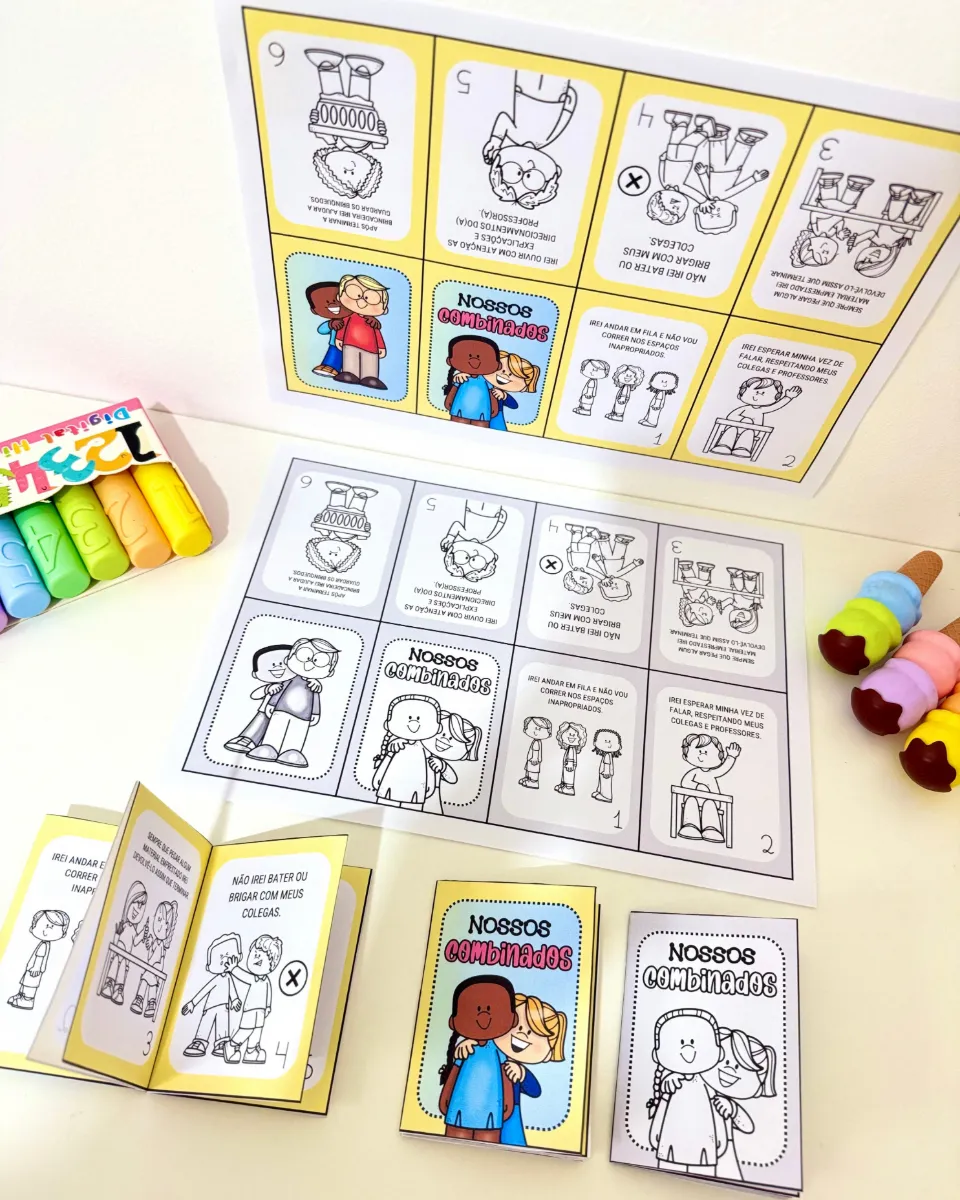 Livrinho Nossos Combinados para Educação Infantil e Anos Iniciais — amostra 6: Livrinho para colorir “Nossos Combinados”…