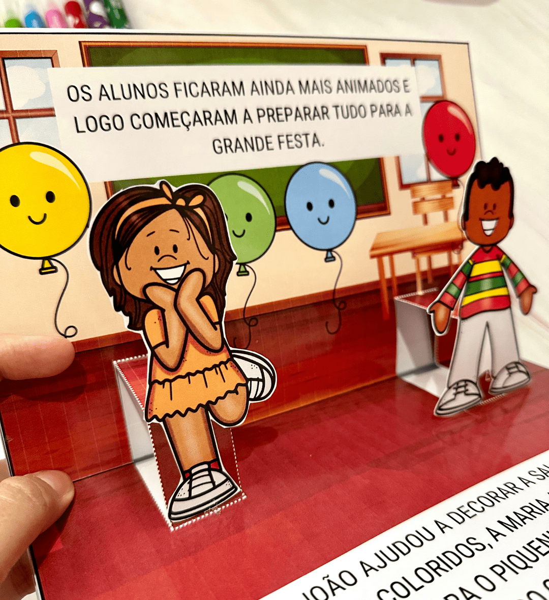 Livro 3D Dia da Escola para Contação na Educação Infantil — amostra 6: Celebre o Dia da Escola com um livro 3D em PDF para…