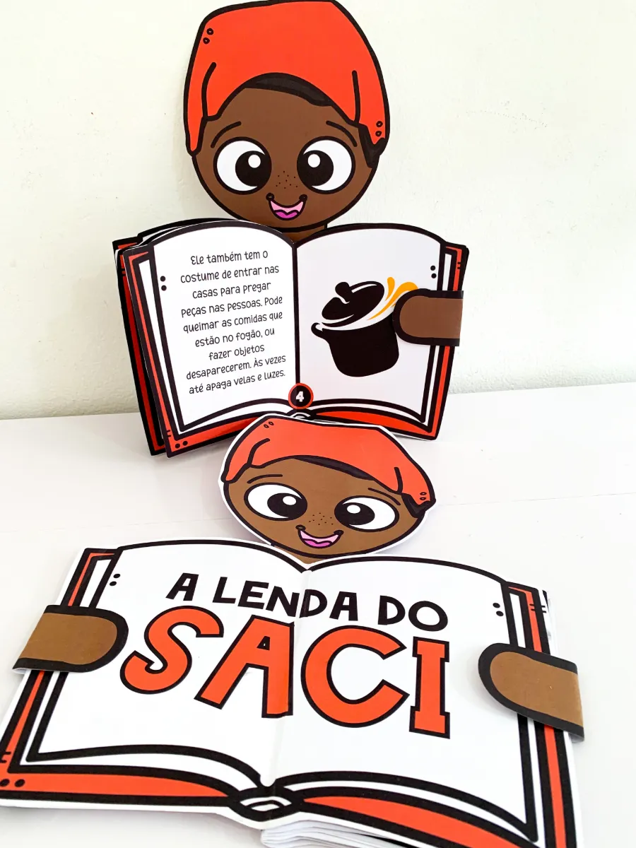Livro 3D do Saci Pererê para Educação Infantil e Anos Iniciais — amostra 3: Celebre o dia do Saci com grande estilo com…