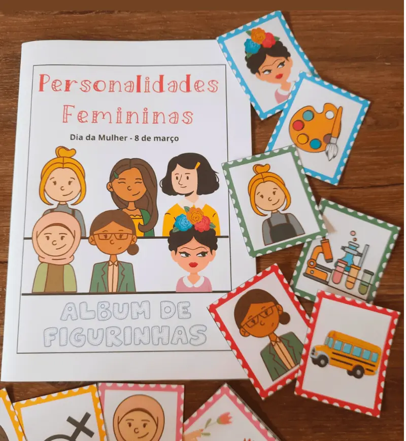 Livro 3D Personalidades Femininas para o Dia da Mulher — amostra 2: O que acompanha o material
