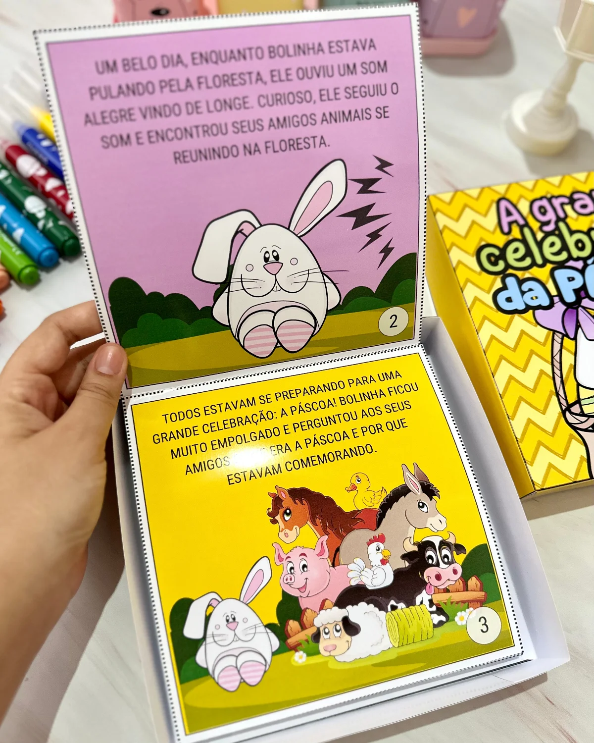 Livro A Grande Celebração da Páscoa – PDF para Imprimir — amostra 5: Essa história vai em formato de caixa e irá encantar…