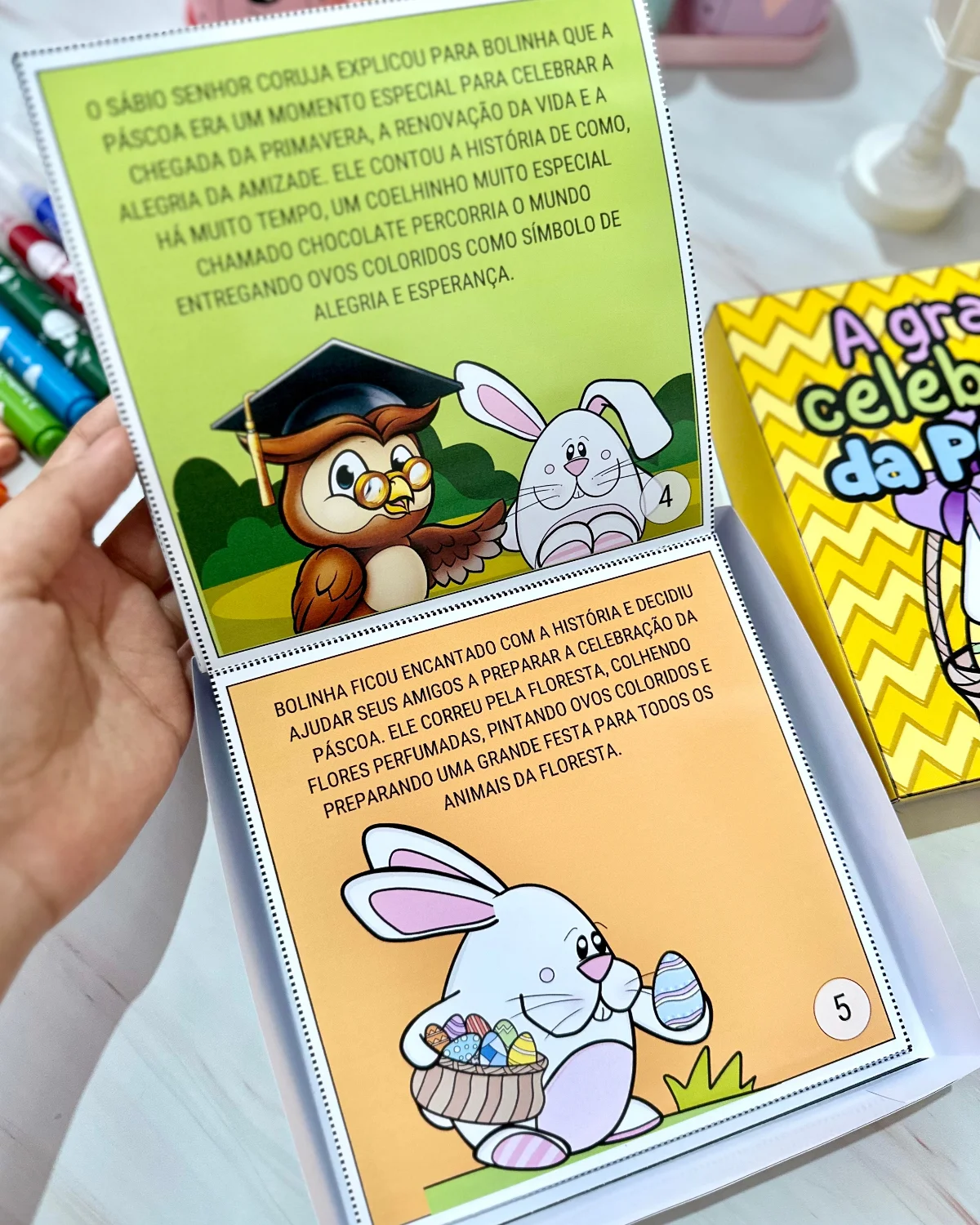Livro A Grande Celebração da Páscoa – PDF para Imprimir — amostra 6: Essa história vai em formato de caixa e irá encantar…