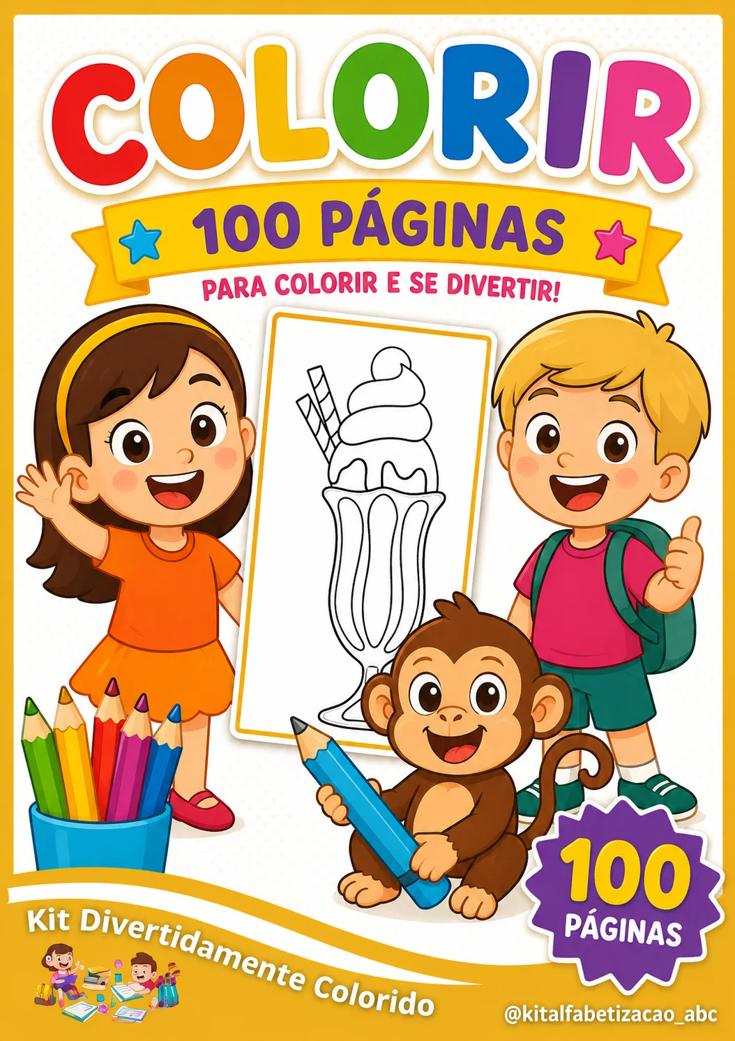 LIVRO DE COLORIR 100 PÁGINAS - EDUCAÇÃO INFANTIL E FUNDAMENTAL — capa do material