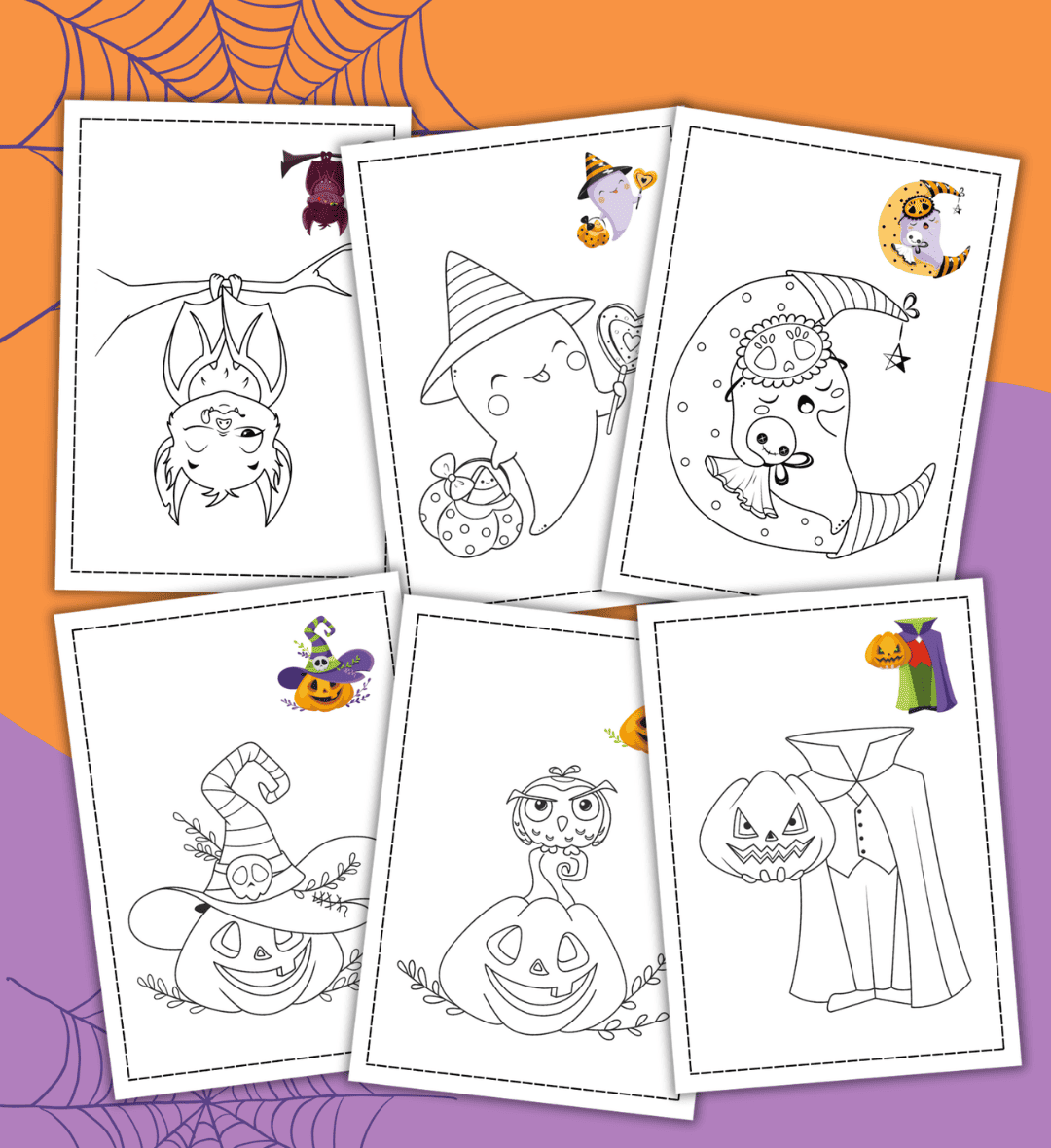 Livro de Colorir Halloween: PDF com 10 Imagens para Imprimir — amostra 1: Livro de colorir Halloween para imprimir