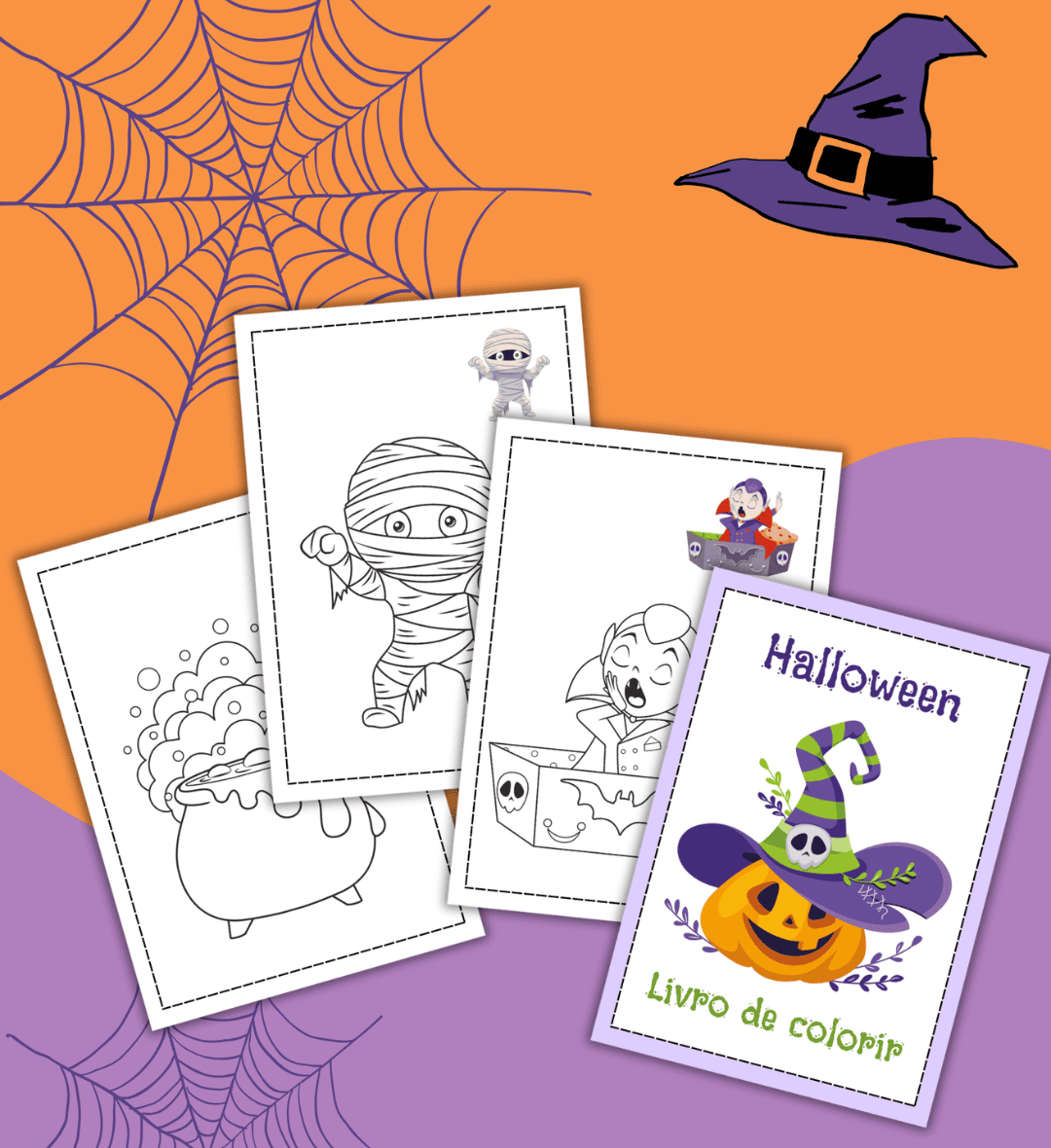 Livro de Colorir Halloween: PDF com 10 Imagens para Imprimir — capa do material