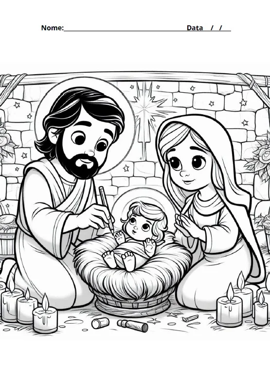LIVRO DE COLORIR O NASCIMENTO DE JESUS - ATIVIDADE LÚDICA — amostra 4: Uma atividade linda para trabalhar o clima natalino…