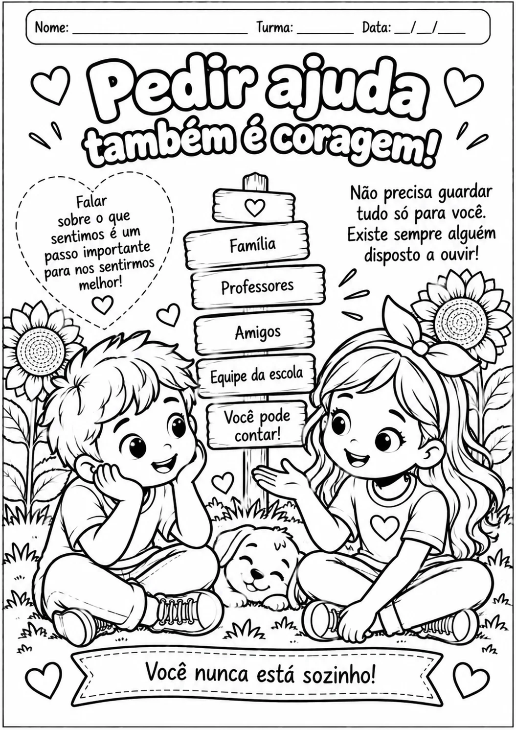 Livro de Colorir Setembro Amarelo: Você Não Está Sozinho — amostra 5: Livro de colorir do Setembro Amarelo, 10 páginas para…