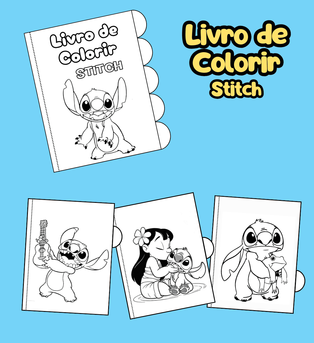 Livro de colorir Stitch: PDF para Educação Infantil e Anos Iniciais — amostra 1: Livro de colorir Stitch para imprimir