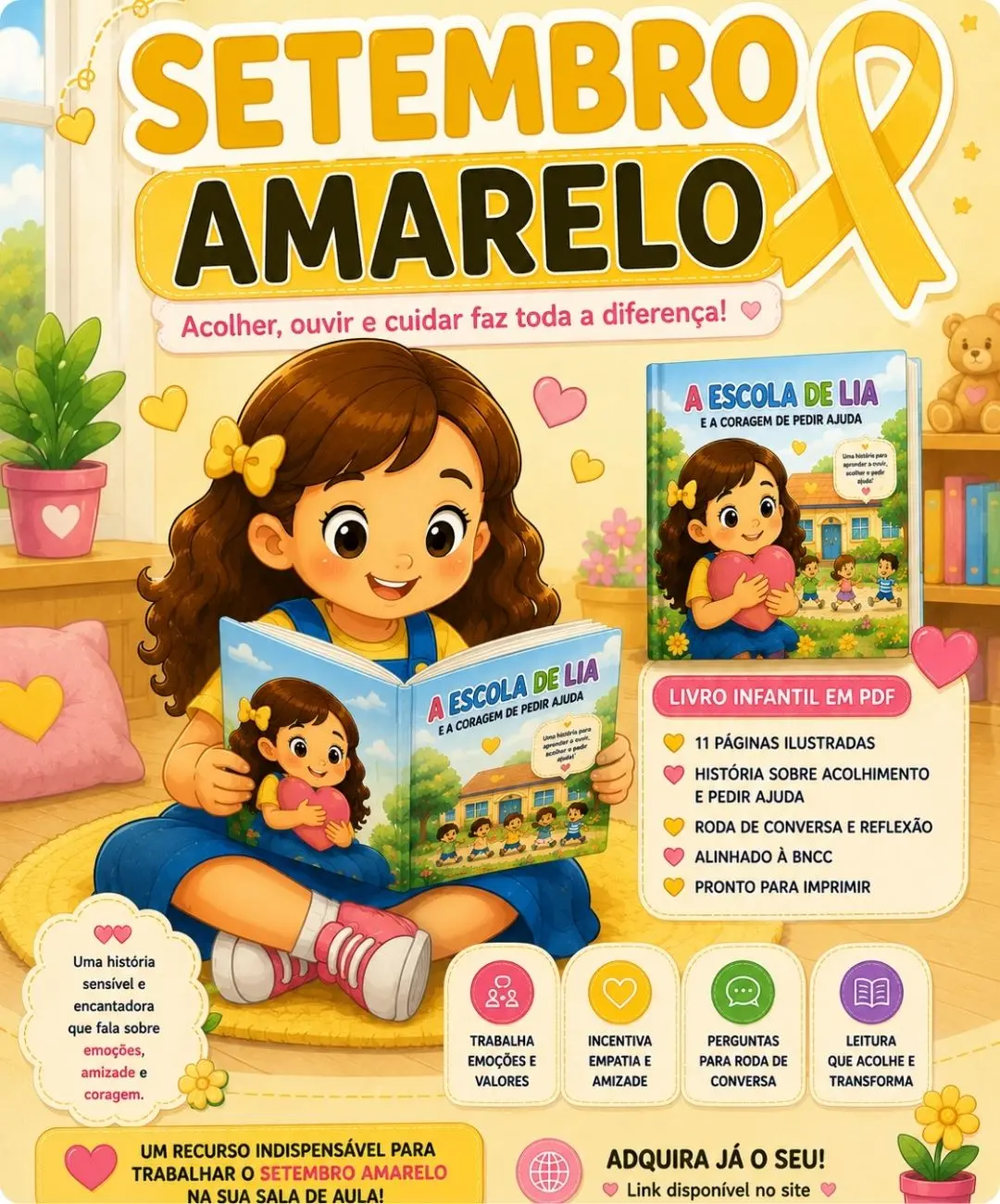 Livro de emoções para imprimir — Educação Infantil e 1º ao 5º ano — amostra 1: Uma leitura para abrir espaço aos sentimentos