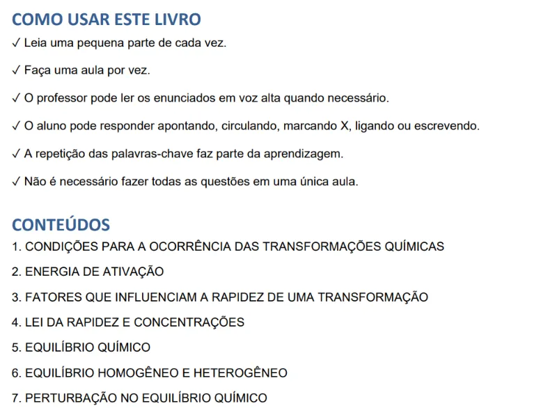 Livro de química adaptado — Atividades para Ensino Médio: apostila de química adaptada para 2 ano do ensino médio