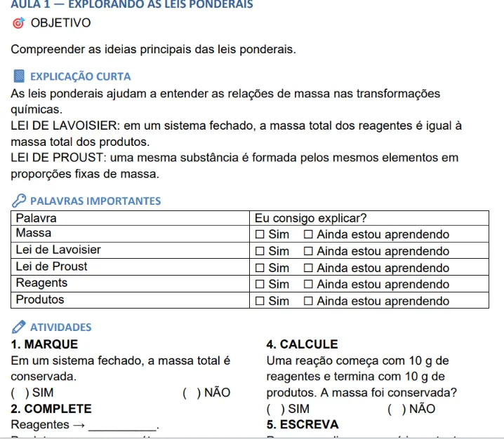 Livro de química adaptado — amostra 1: apostila de química adaptada