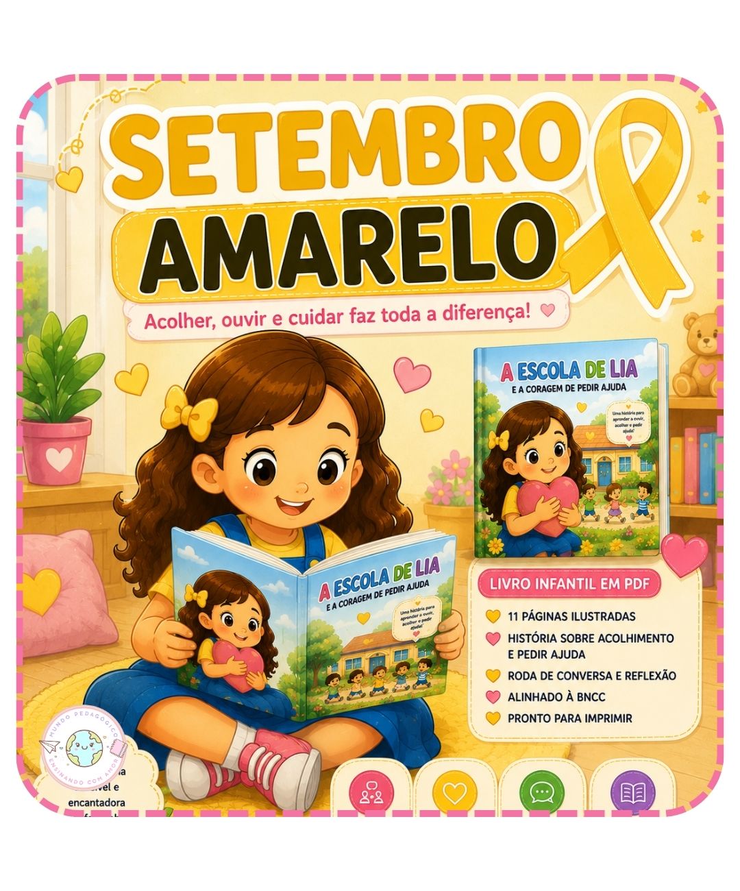 Livro infantil de Setembro Amarelo para imprimir — capa do material