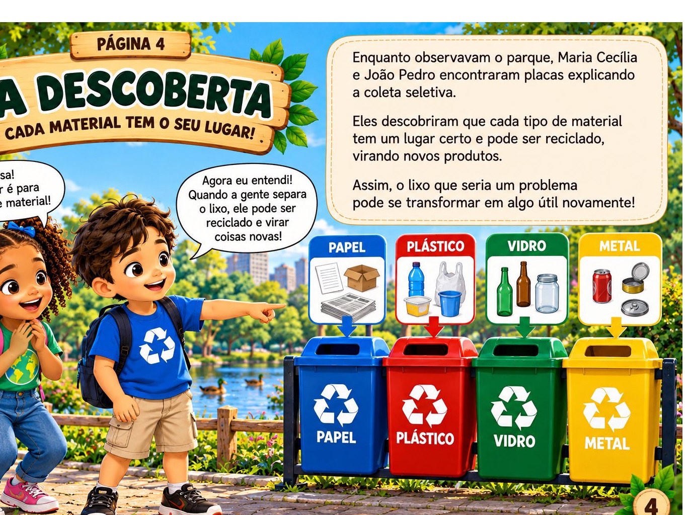 Livro Infantil Meio Ambiente e Reciclagem – A Turma da Reciclagem — amostra 3: Livro infantil educativo sobre reciclagem e…