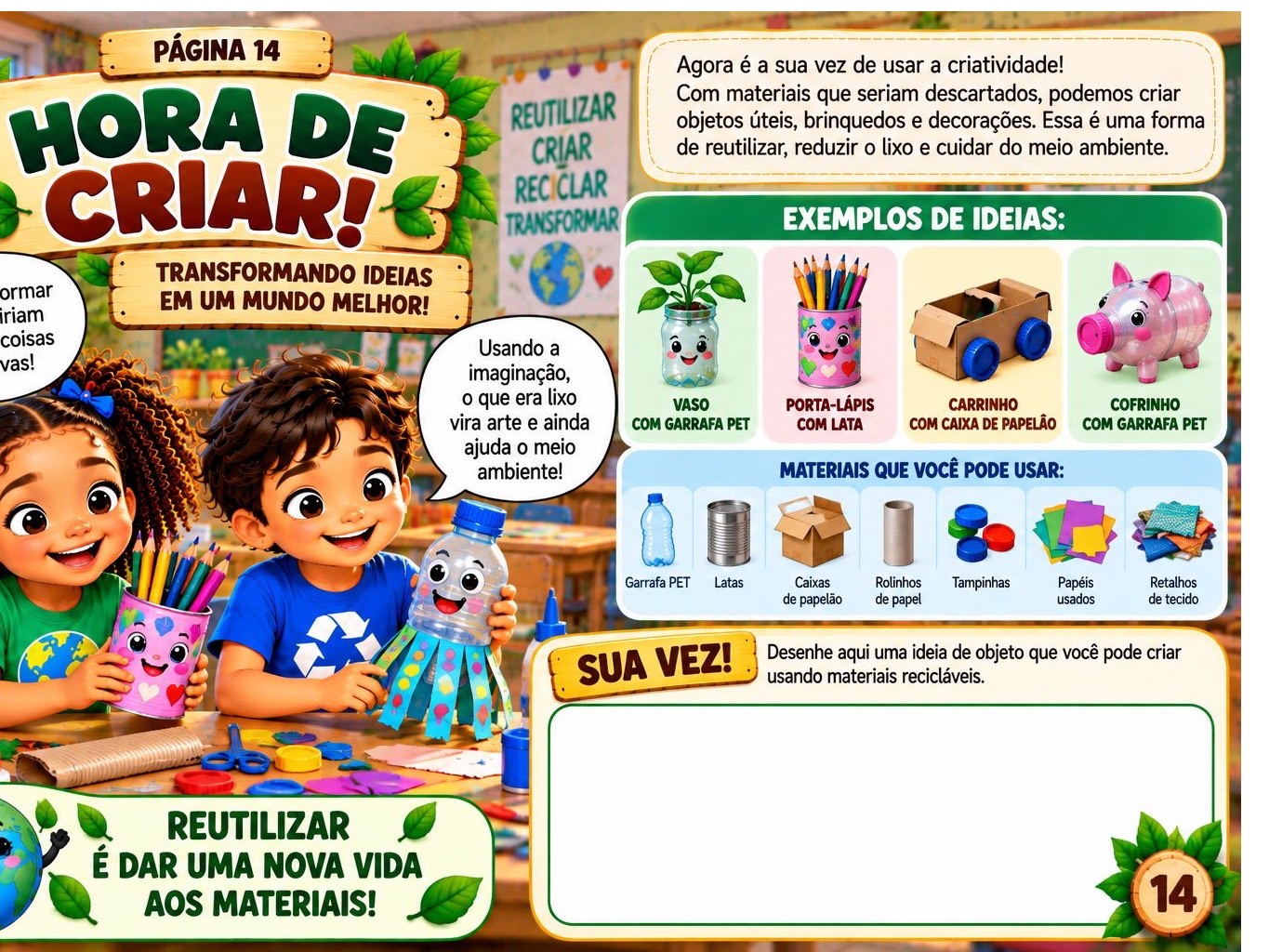 Livro Infantil Meio Ambiente e Reciclagem – A Turma da Reciclagem — amostra 4: Livro infantil educativo sobre reciclagem e…