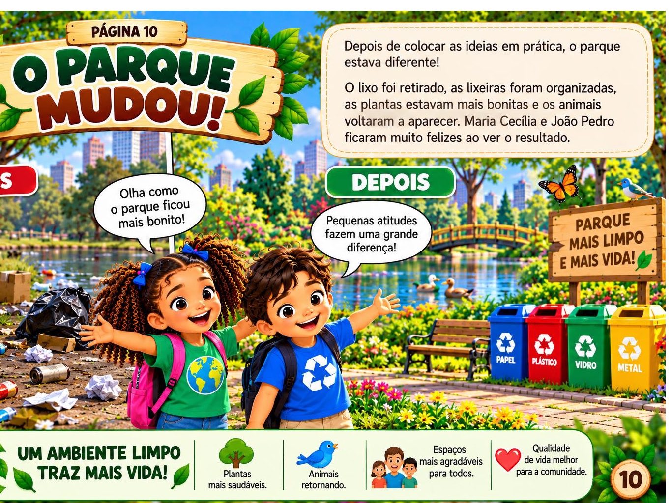 Livro Infantil Meio Ambiente e Reciclagem – A Turma da Reciclagem — amostra 6: Livro infantil educativo sobre reciclagem e…