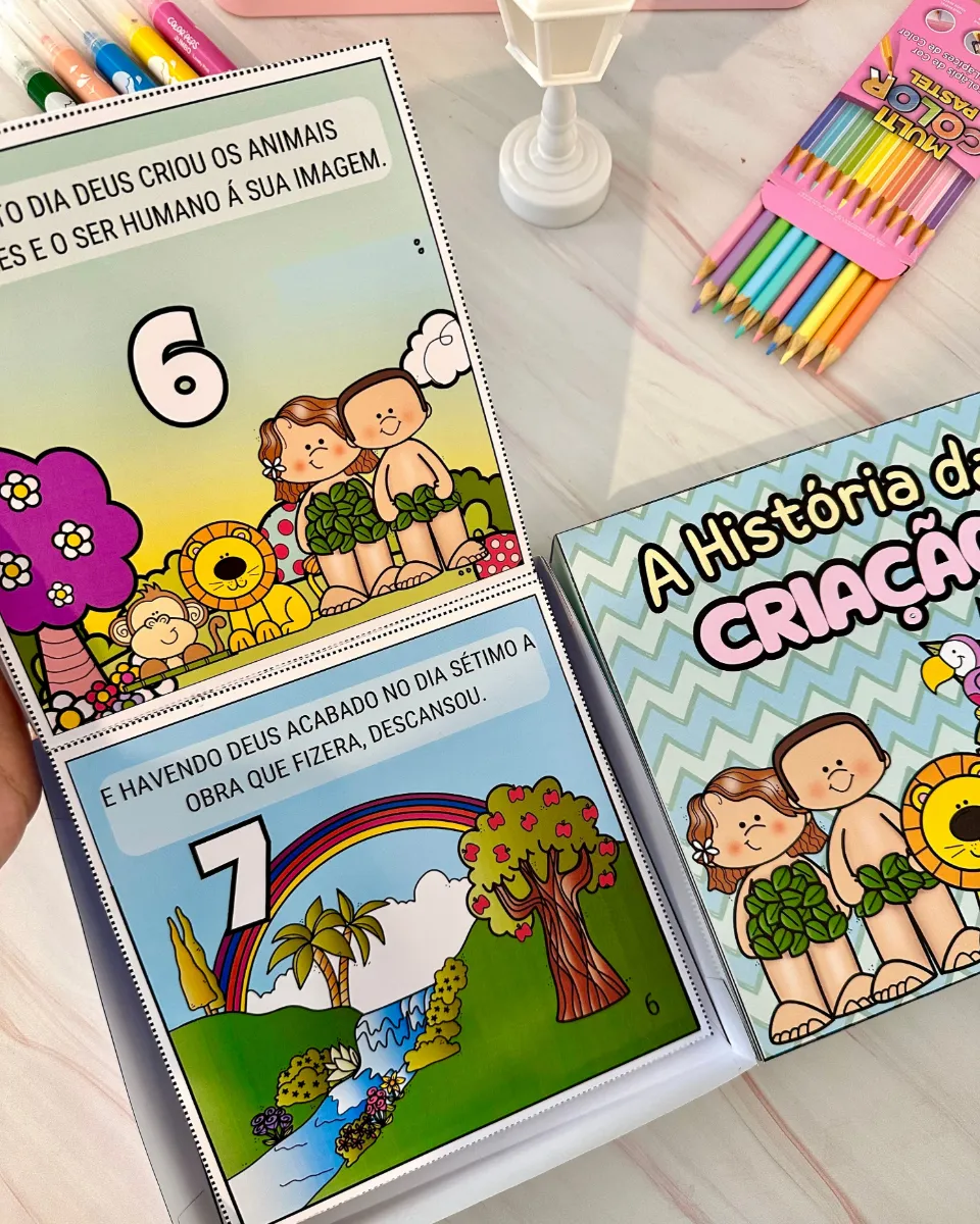 Livro na Caixa A História da Criação em PDF para Ministério Infantil — amostra 3: O recurso é baseado na Bíblia e utiliza…