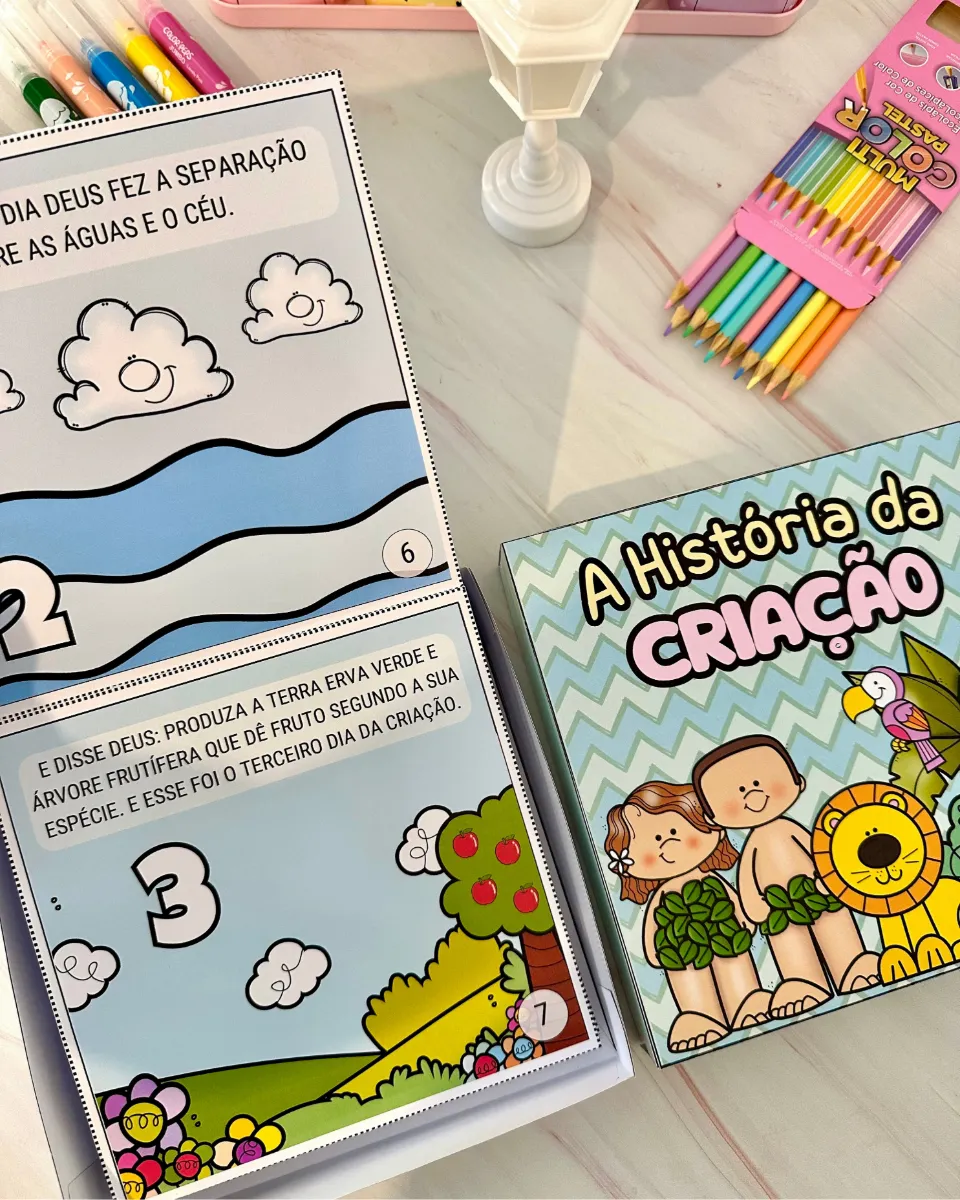 Livro na Caixa A História da Criação em PDF para Ministério Infantil — amostra 4: O recurso é baseado na Bíblia e utiliza…