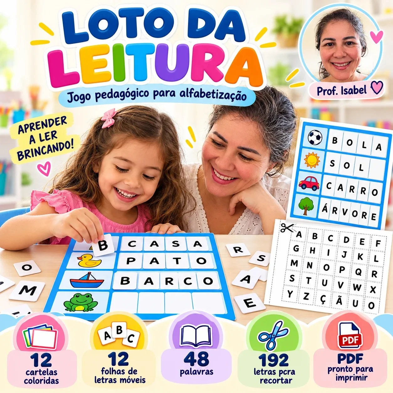 Loto da Leitura para Imprimir – Formando Palavras — amostra 1: Loto da Leitura para Imprimir – Formando Palavras
