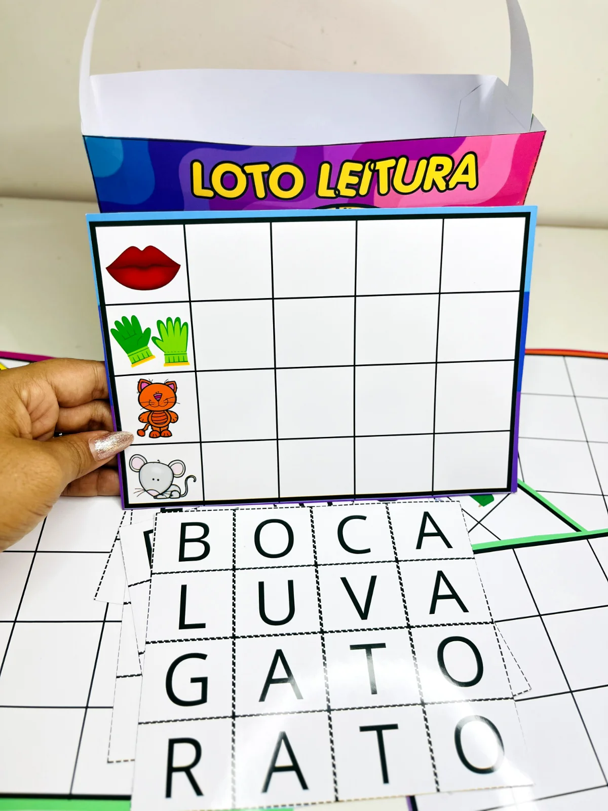 Loto Leitura: Fichas de Palavras Dissílabas em PDF — amostra 3: Jogo de loto com palavras dissílabas e imagens para treinar…
