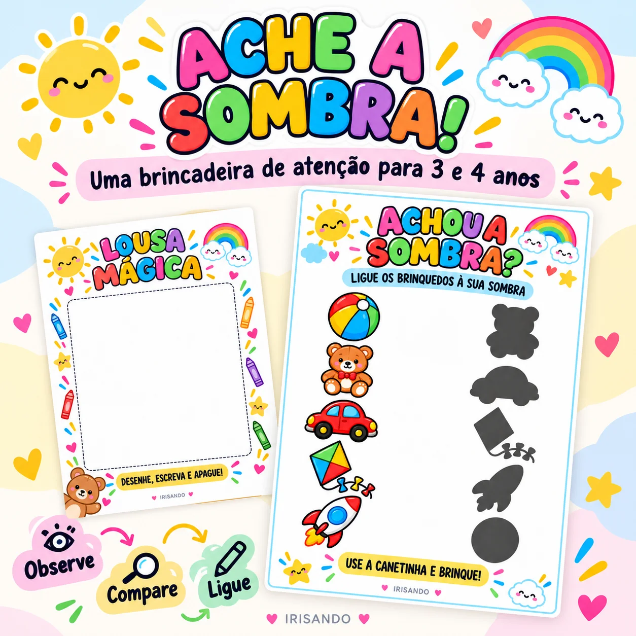 Lousa mágica – desenhe, apague e brinque! — amostra 2: Lousa mágica reutilizável com jogo das sombras no verso