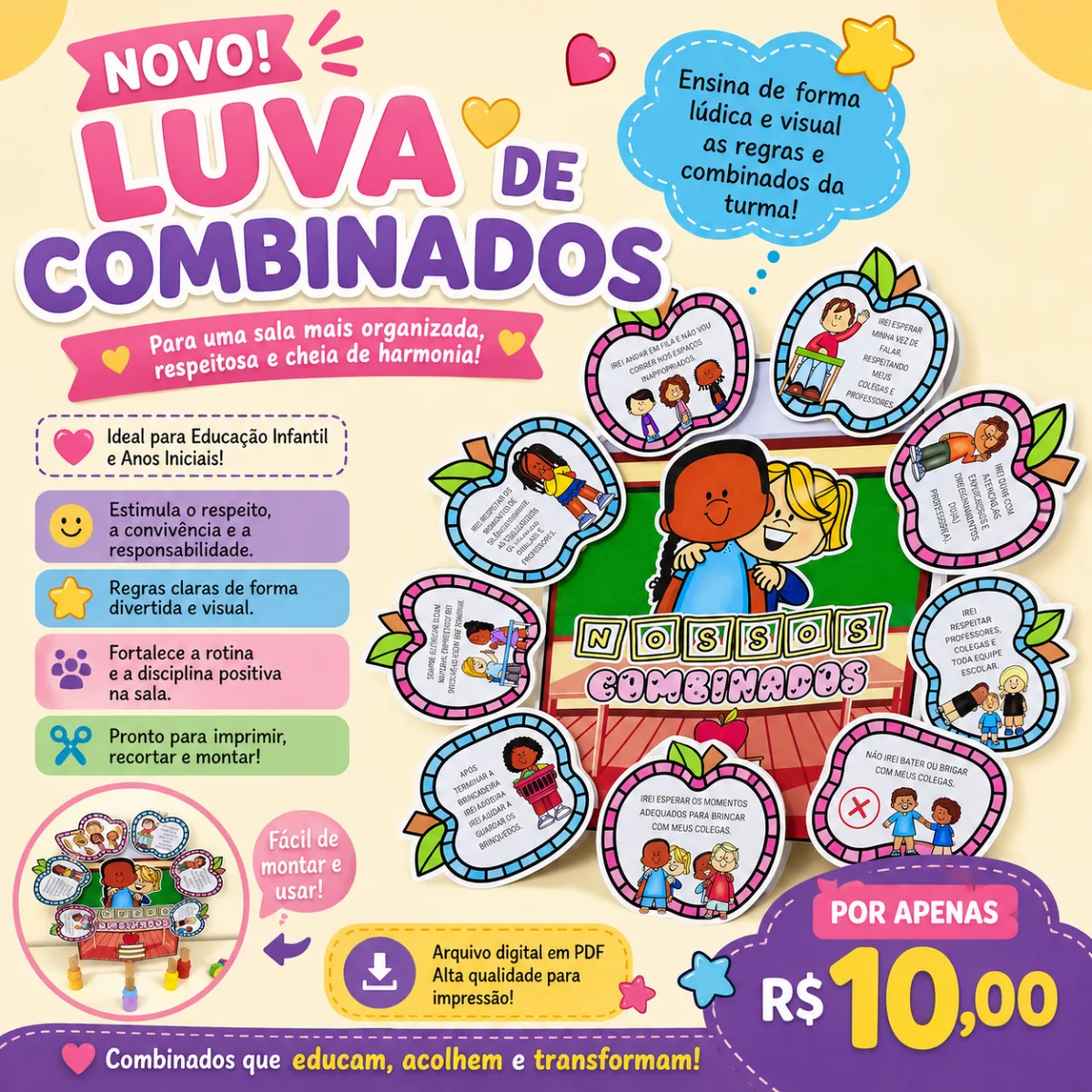 LUVA DE COMBINADOS- ATIVIDADE LÚDICA ALFABETIZAÇÃO INICIAL — capa do material