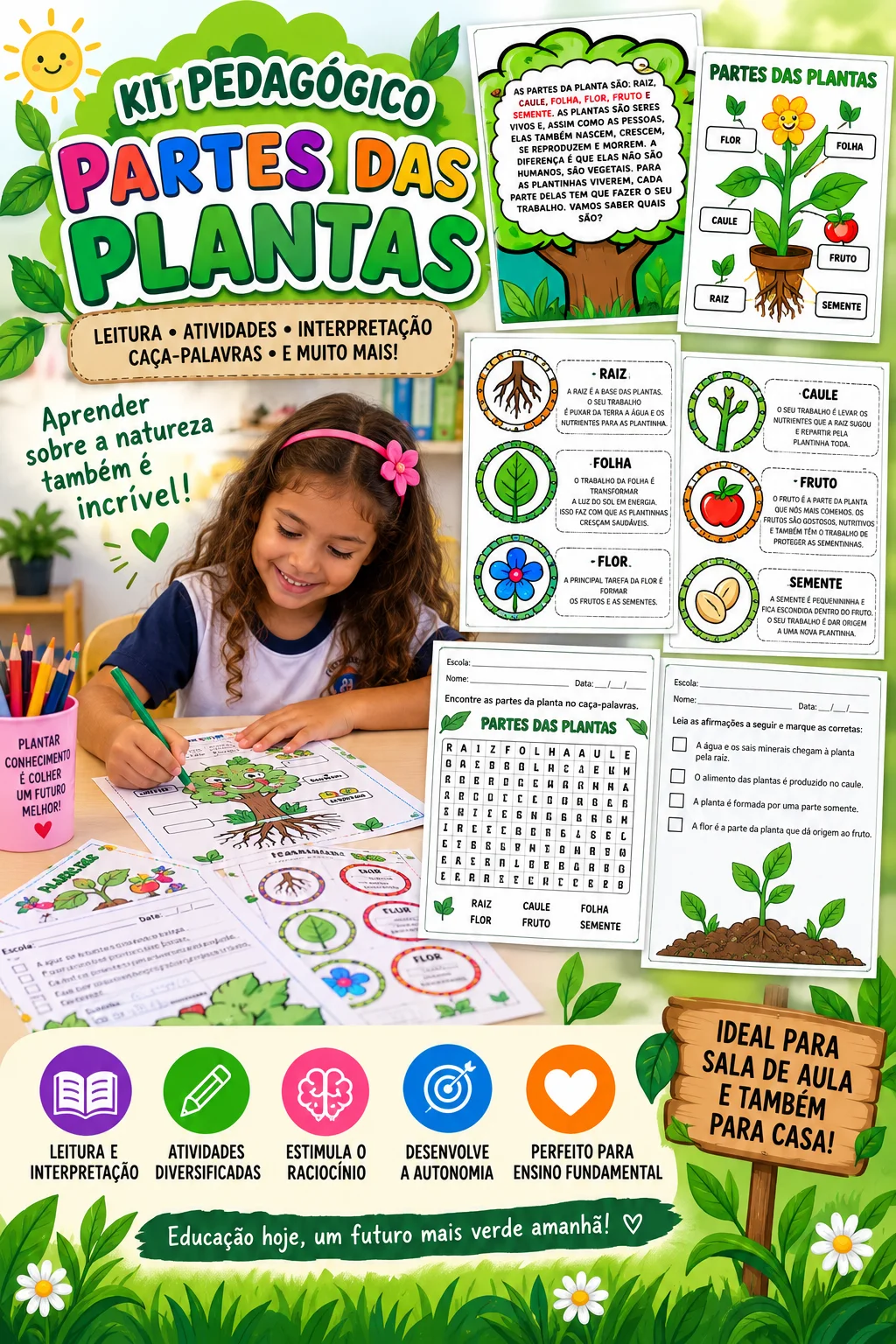 LUVA DE HISTORIA + CADERNO DE ATIVIDADES PARTES DA PLANTA — capa do material
