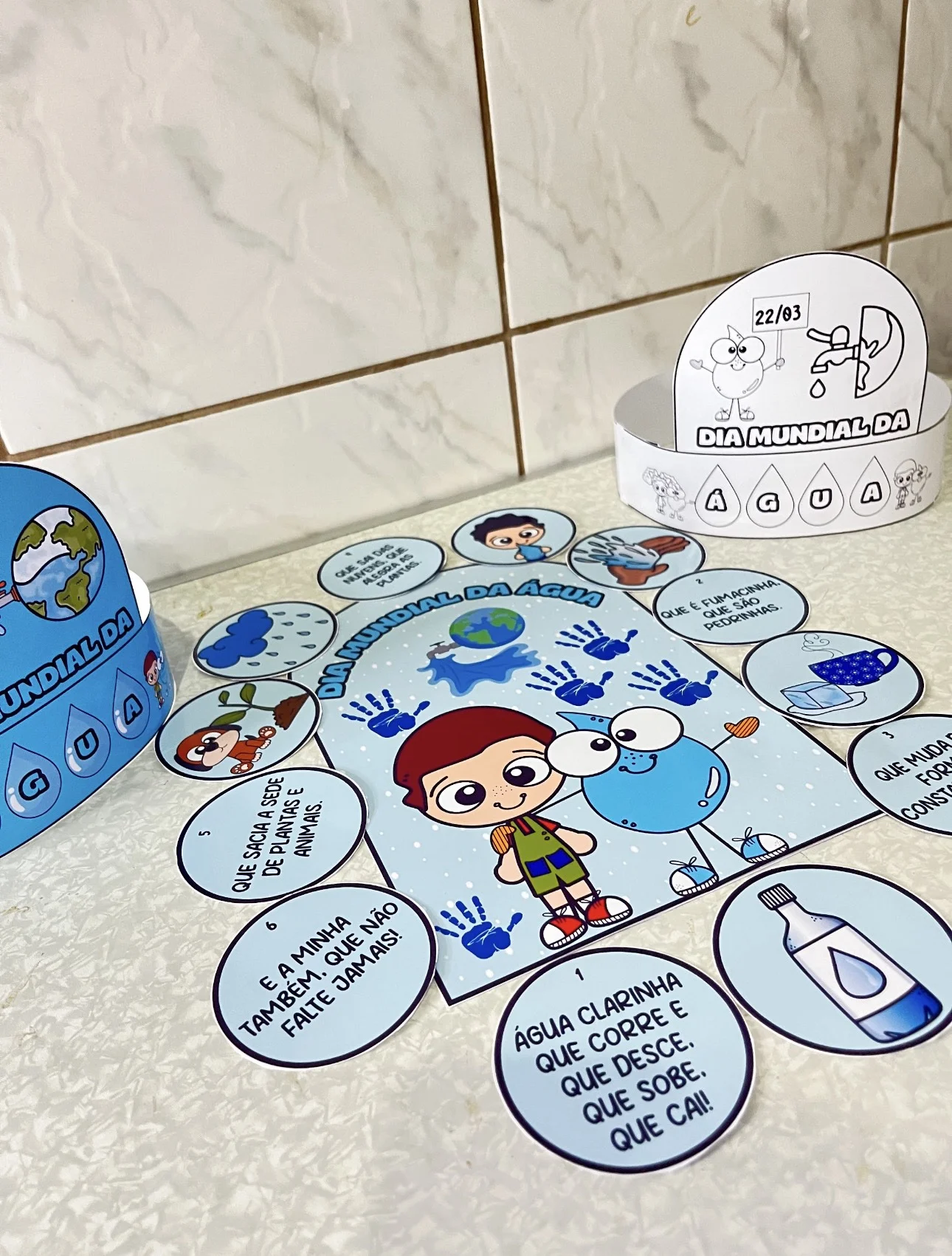 Luva de história + coroa dia da água — amostra 2: 🌊💙 Luva Interativa + Coroa Criativa – Especial Dia da Água