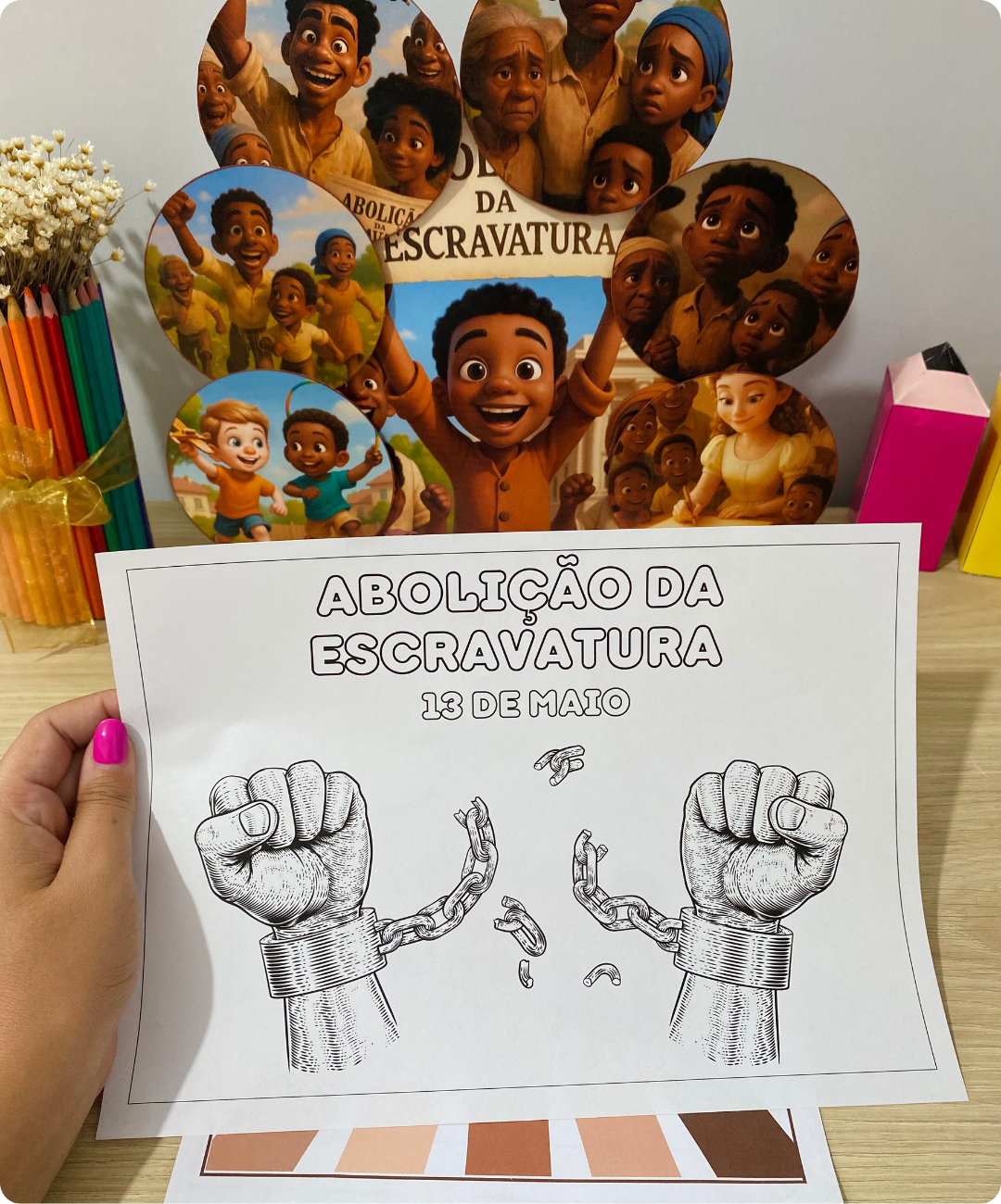Luva de história da abolição da escravatura para imprimir — amostra 1: Uma proposta para apresentar o tema à turma