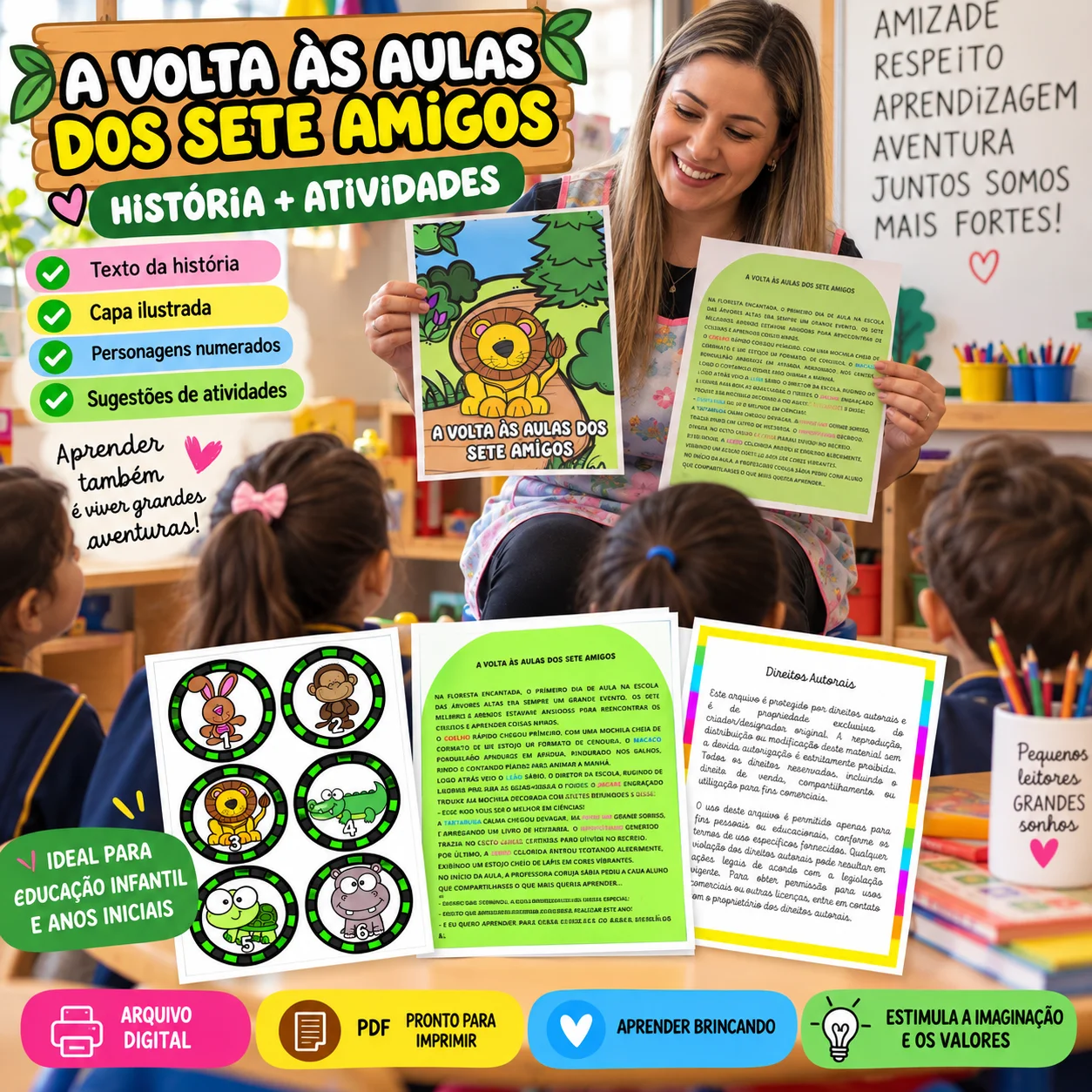 LUVA DE HISTORIA VOLTA AS AULAS - SETE AMIGOS — amostra 1: 🌈História “Na Luva - A Volta às Aulas dos Sete Amigos”: Na Luva…