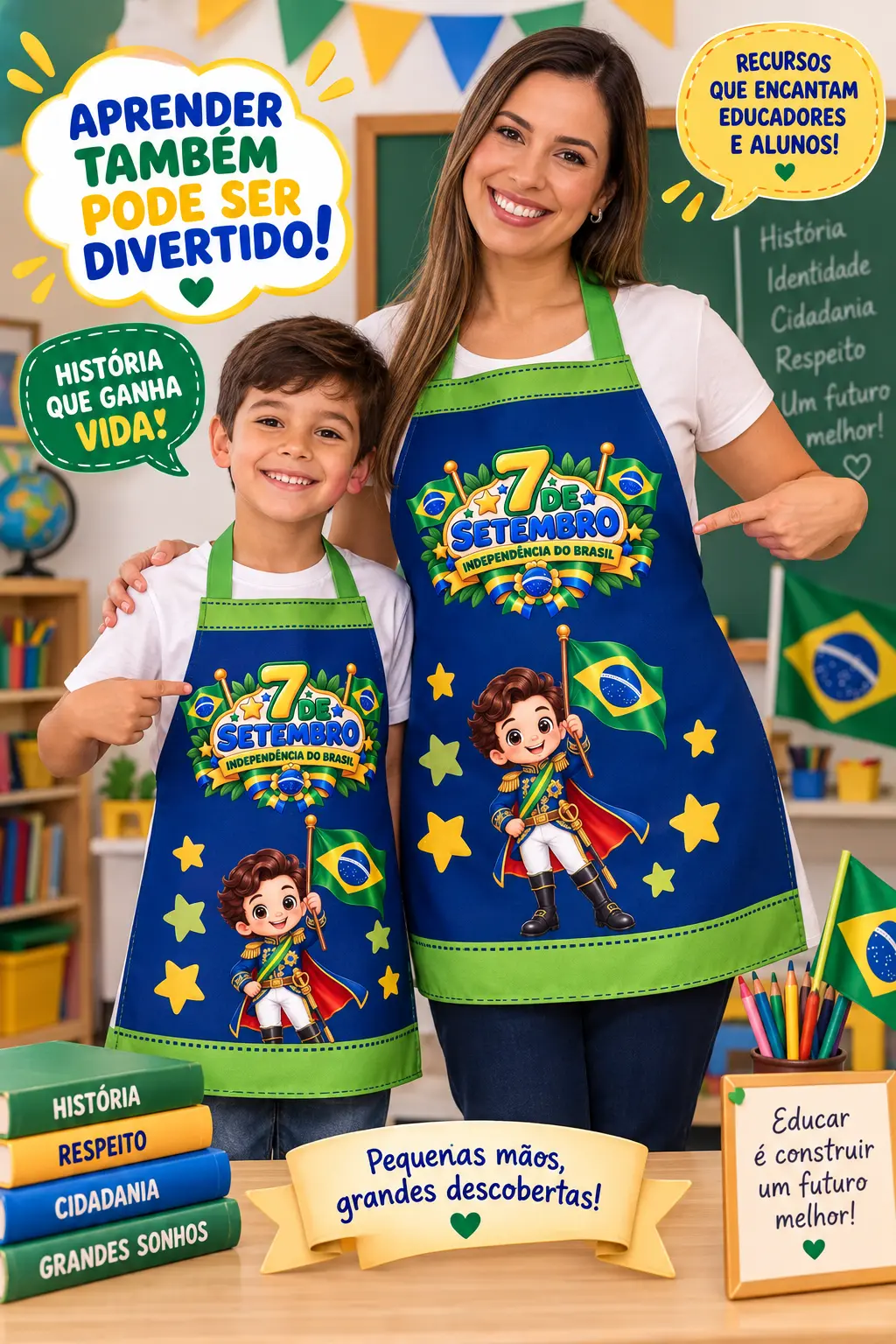LUVA E AVENTAL 7 DE SETEMBRO/ | HISTÓRIA LÚDICA + ATIVIDADES — amostra 2: Kit 7 de Setembro com 2 aventais, luva de… LUVA E AVENTAL 7 DE SETEMBRO/ | HISTÓRIA LÚDICA + ATIVIDADES — amostra 2: Kit 7 de Setembro com 2 aventais, luva de…