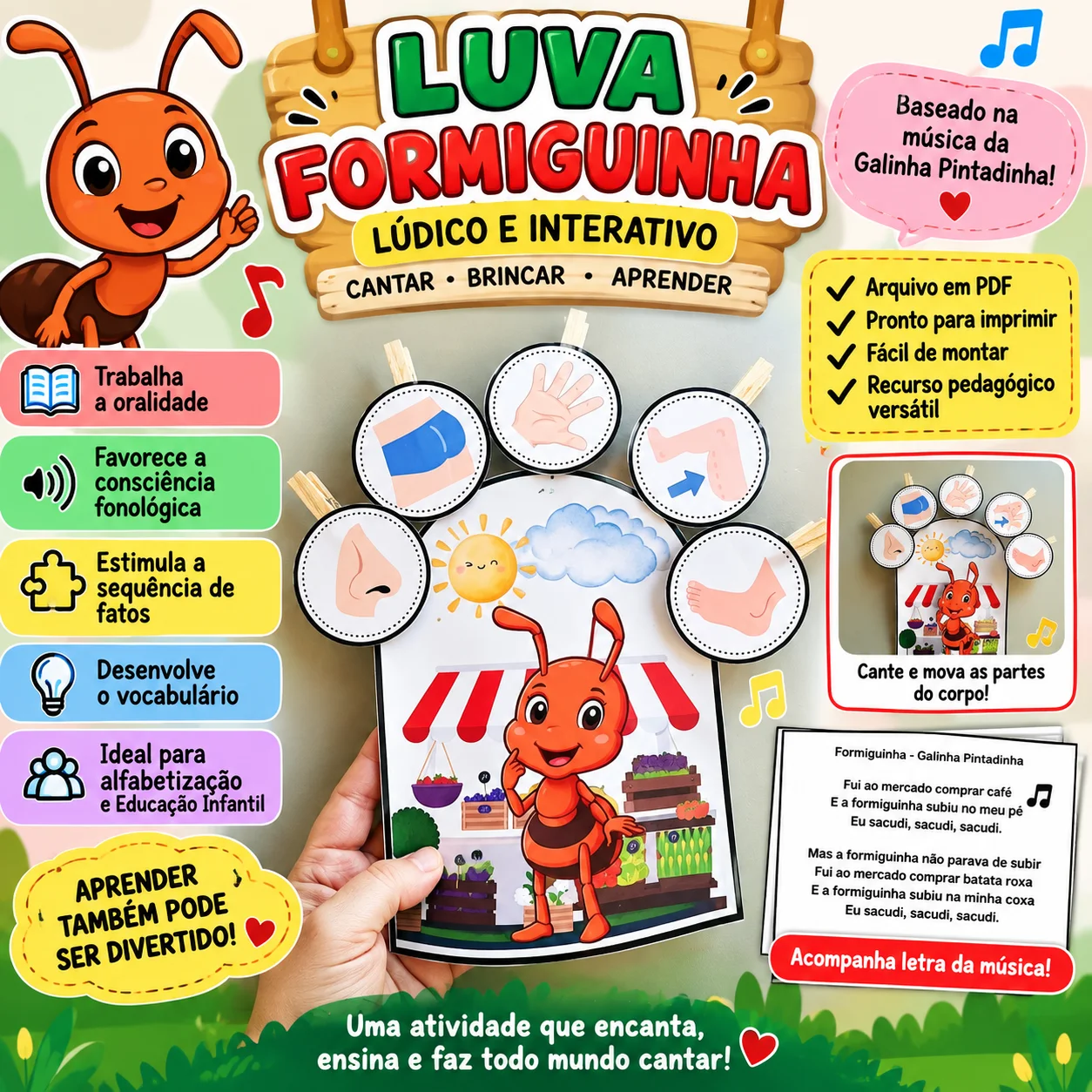 LUVA FORMIGUINHA – APRENDER, CANTAR E BRINCAR! — capa do material