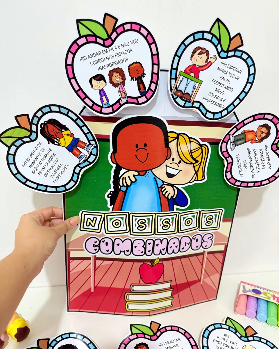 Luva Gigante “Nossos Combinados” para Educação Infantil e Anos Iniciais — amostra 2: A luva vai ampliada e, depois de…