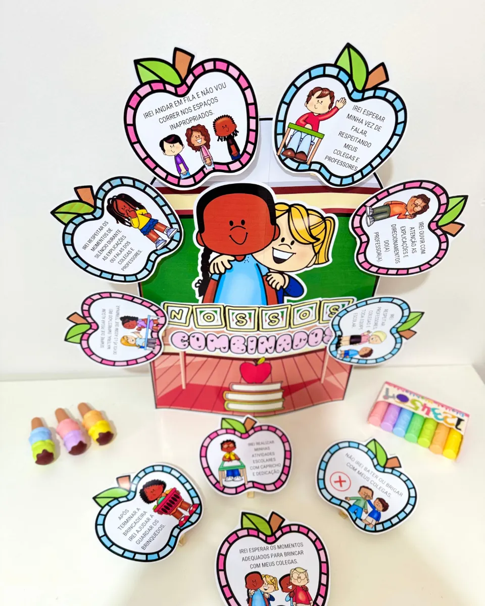 Luva Gigante “Nossos Combinados” para Educação Infantil e Anos Iniciais — amostra 4: A luva vai ampliada e, depois de…