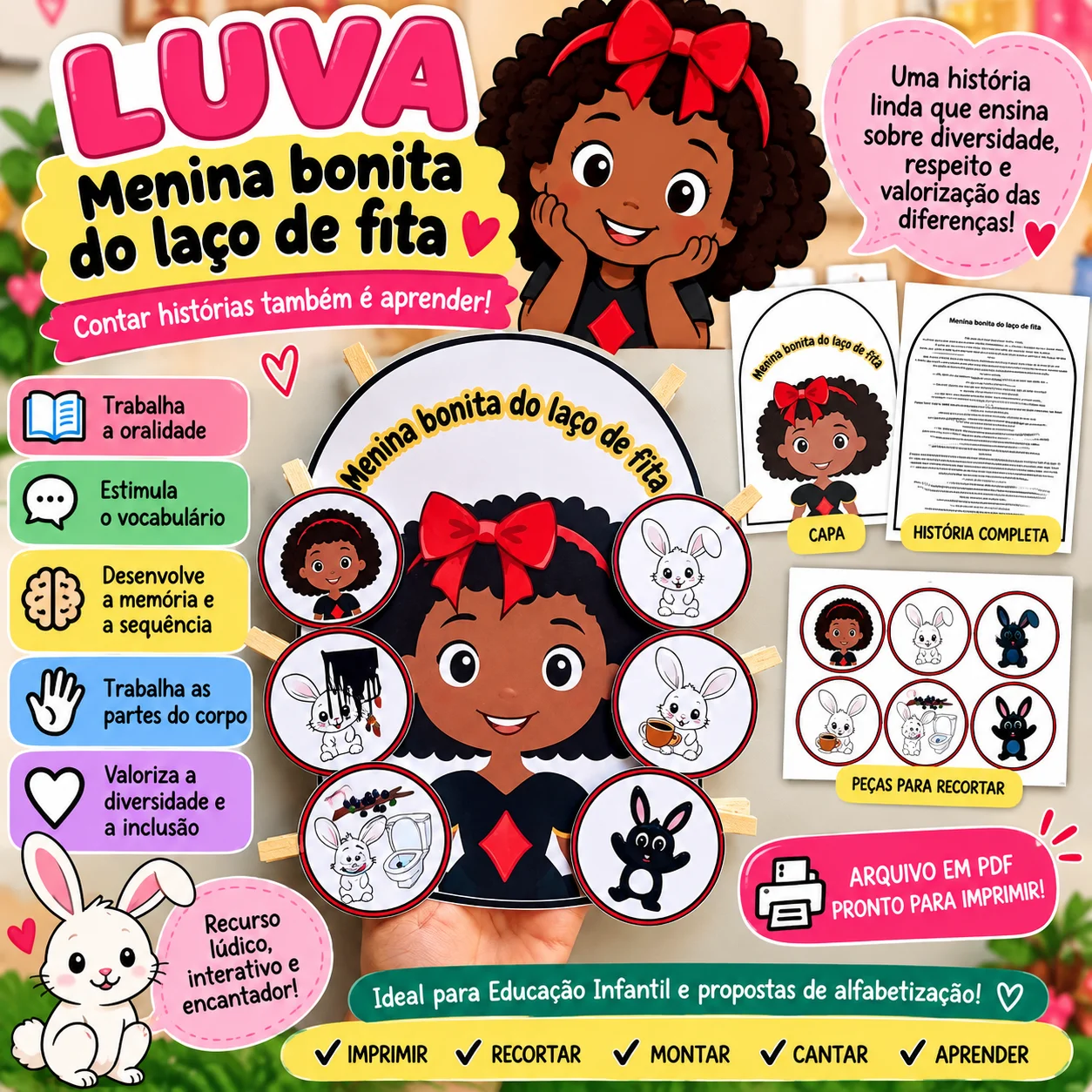 🎀 LUVA MENINA BONITA DO LAÇO DE FITA- HISTORIA LUDICA — Alfabetização para Educação Infantil: A Luva Menina Bonita do Laço…