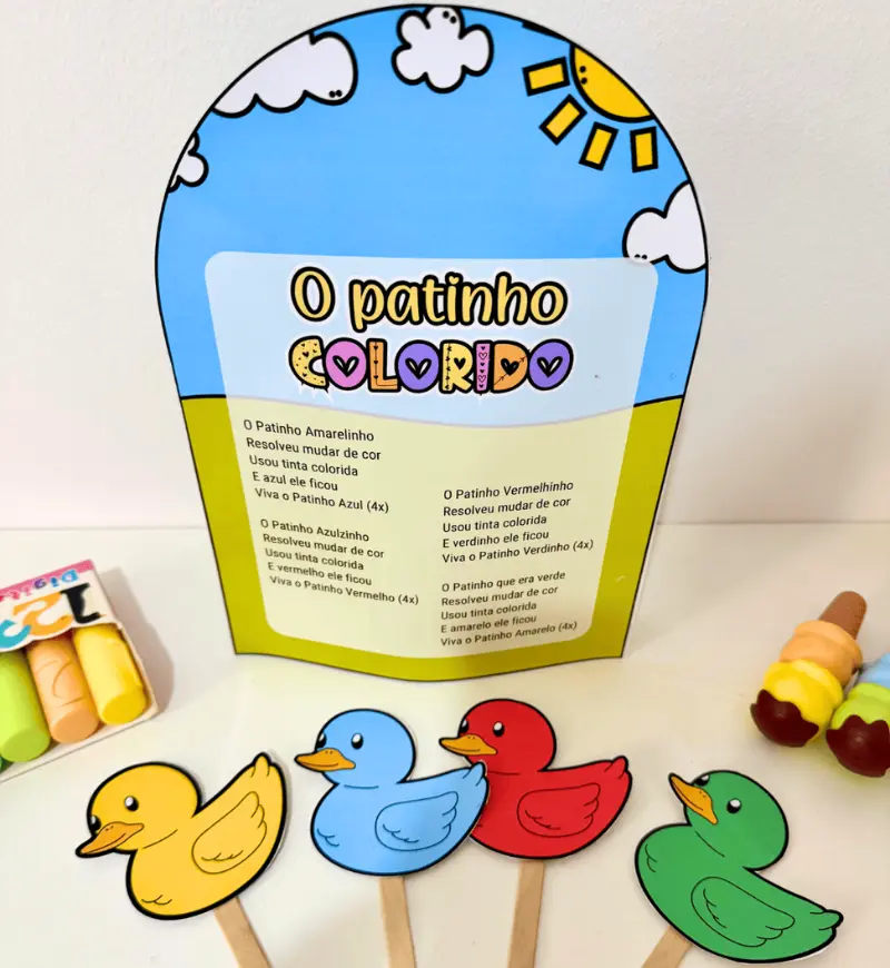 Luva Musical O Patinho Colorido: PDF para Educação Infantil — amostra 3: Como usar em sala de aula
