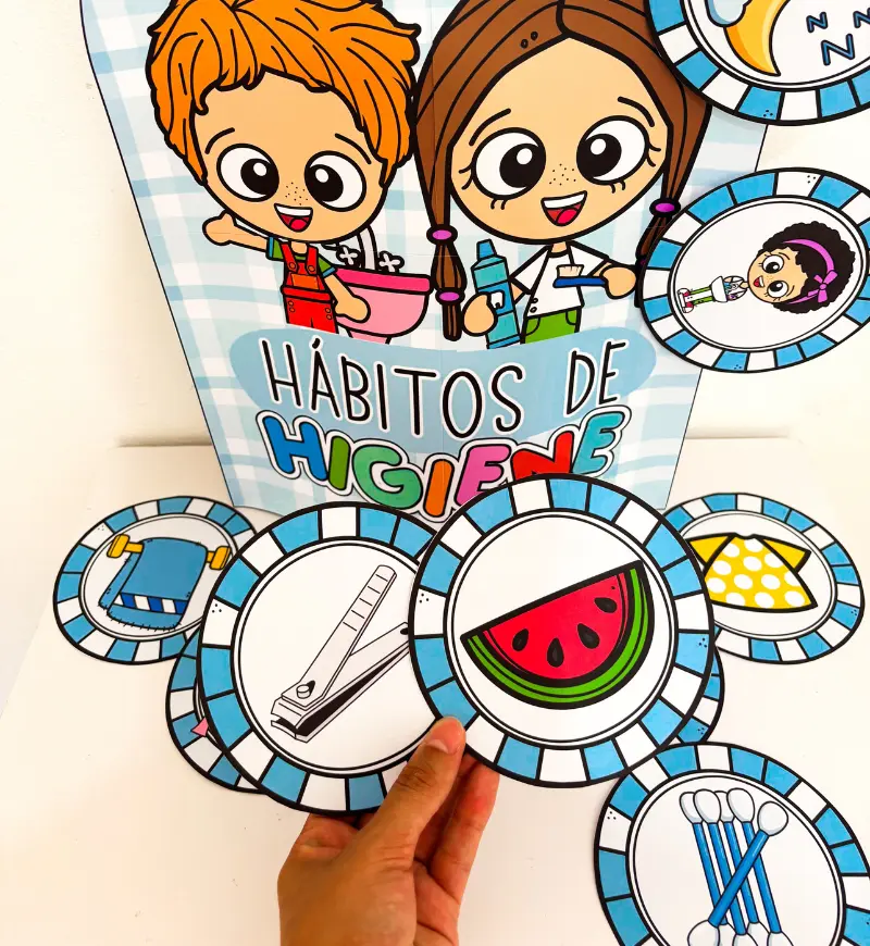 Luva Pedagógica de Higiene: 12 Cards para Educação Infantil — amostra 1: Luva pedagógica para explorar hábitos de higiene