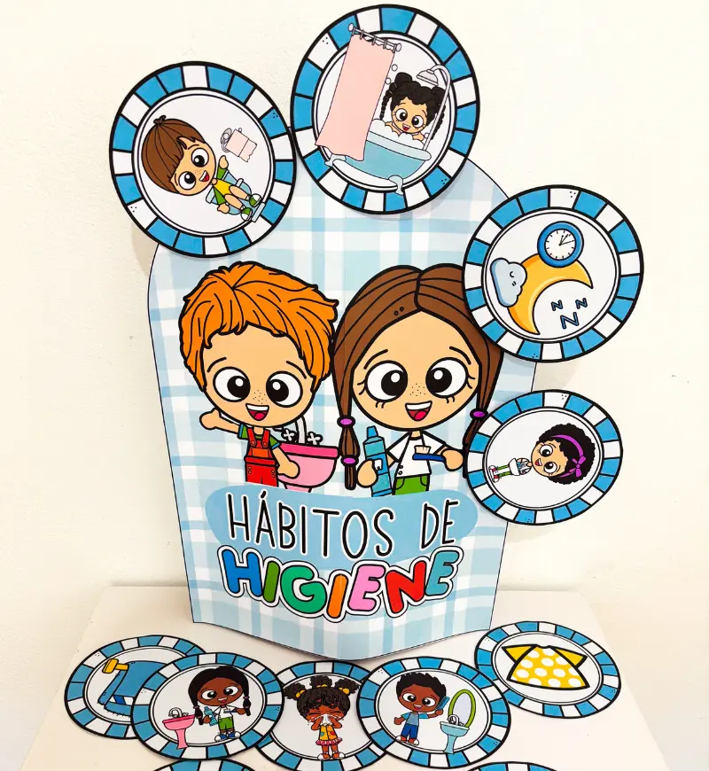 Luva Pedagógica de Higiene: 12 Cards para Educação Infantil — amostra 5: Aborde os hábitos de higiene com 12 cards…