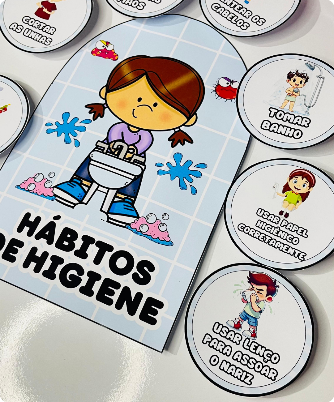 Luva pedagógica de higiene infantil para imprimir — amostra 3: O que você recebe