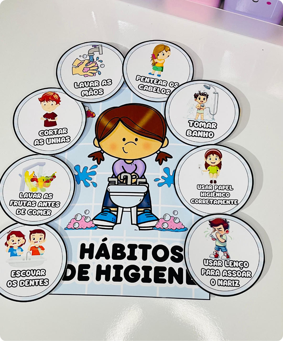 Luva pedagógica de higiene infantil para imprimir — amostra 6: Leve o tema da higiene para a conversa com as crianças…