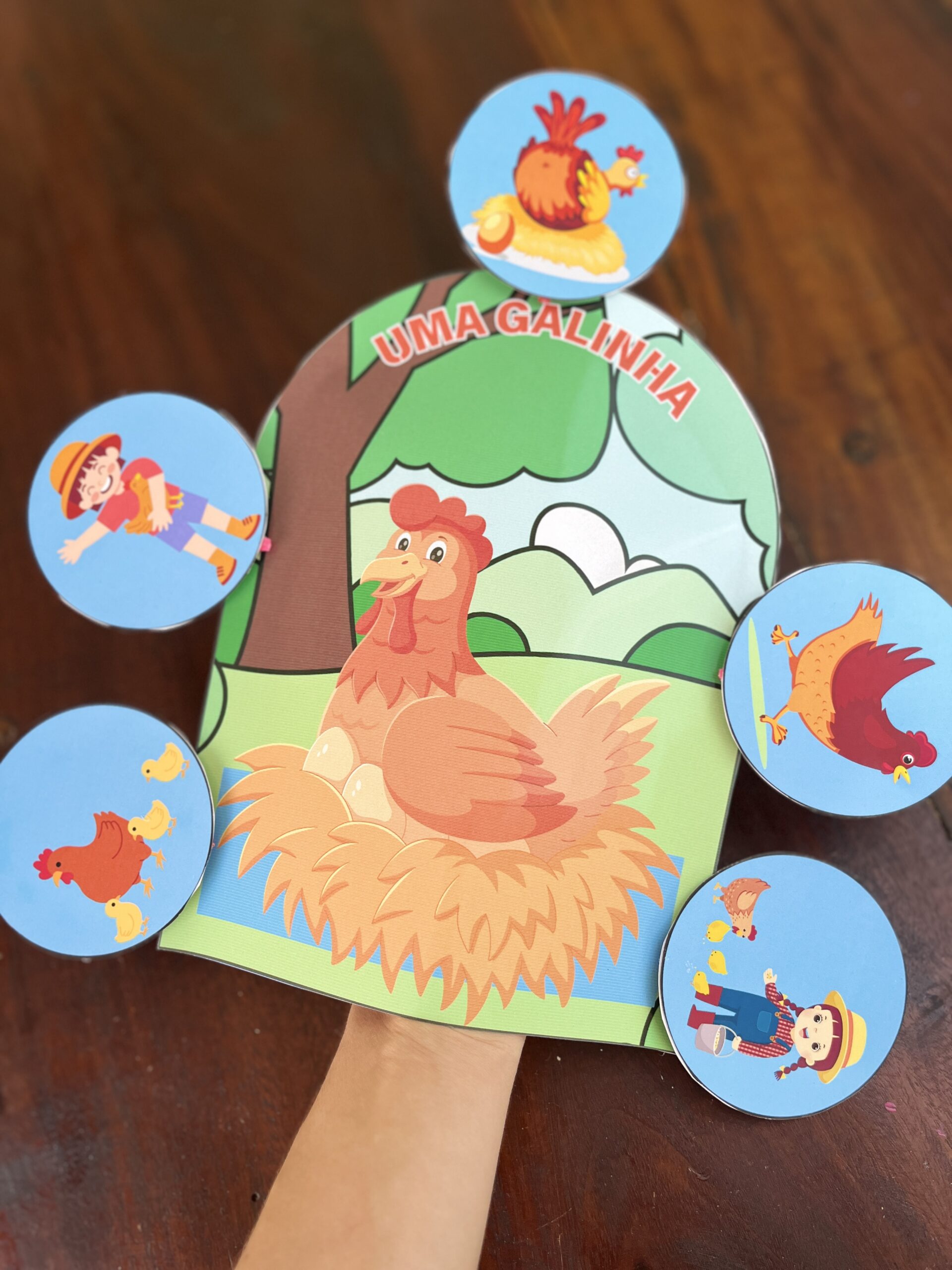 Luva pedagógica : galinha ruiva – Material Pedagógico — amostra 1: O que vem no material